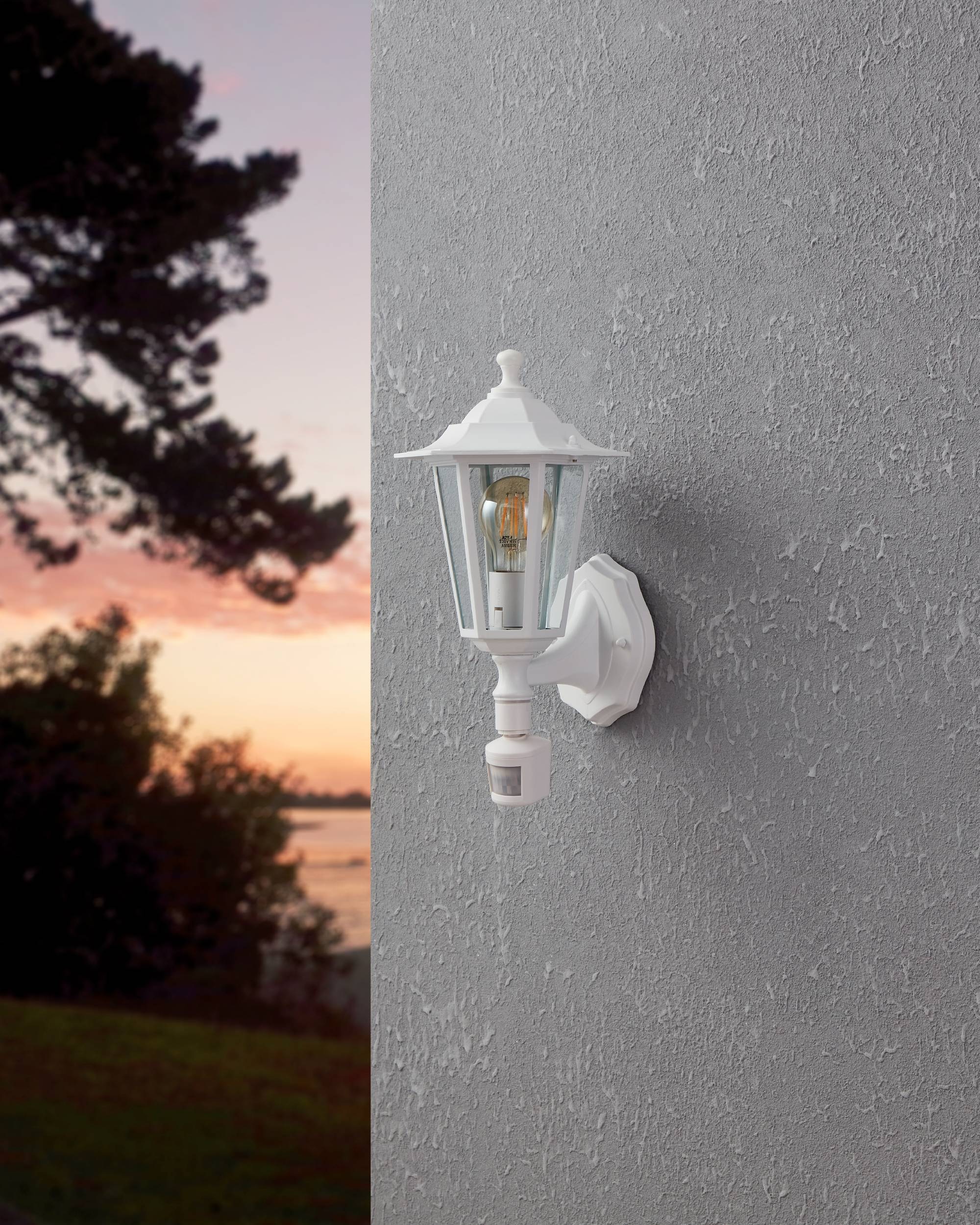 EGLO Wandleuchte »Laterna 5 Außen-Wandlampe, Außenleuchte, Aluguss und Glas, E27, IP44« E27 1 Stk. Wand-/Deckenleuchte - L16,5 x H36 x AL21,5 cm - weiß - 1X60W exkl.