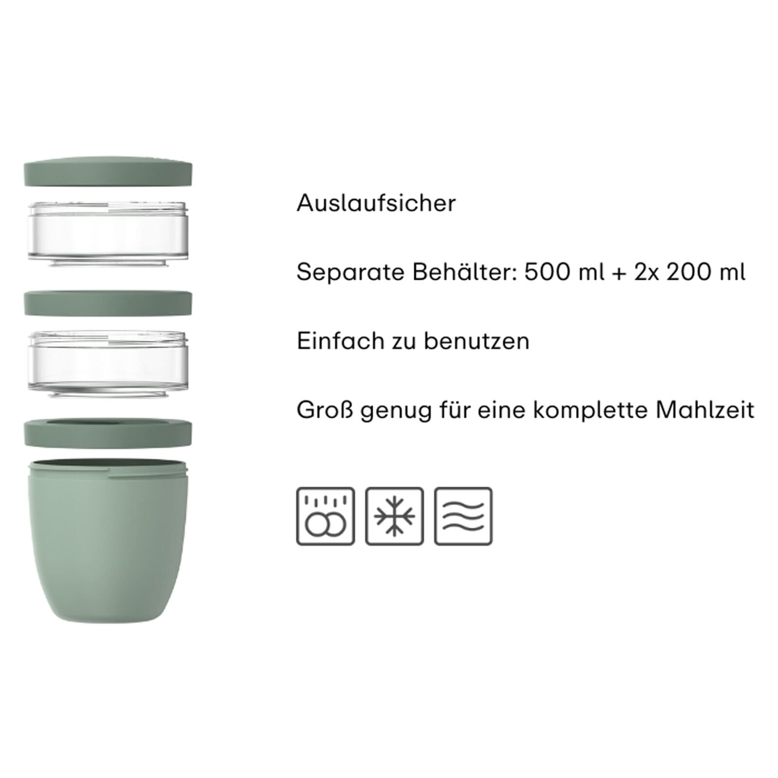 Mepal Lunchbox »Lunchpot Ellipse 500 ml + 2x 200 ml« Spülmaschinengeeignet, Mikrowellenfest