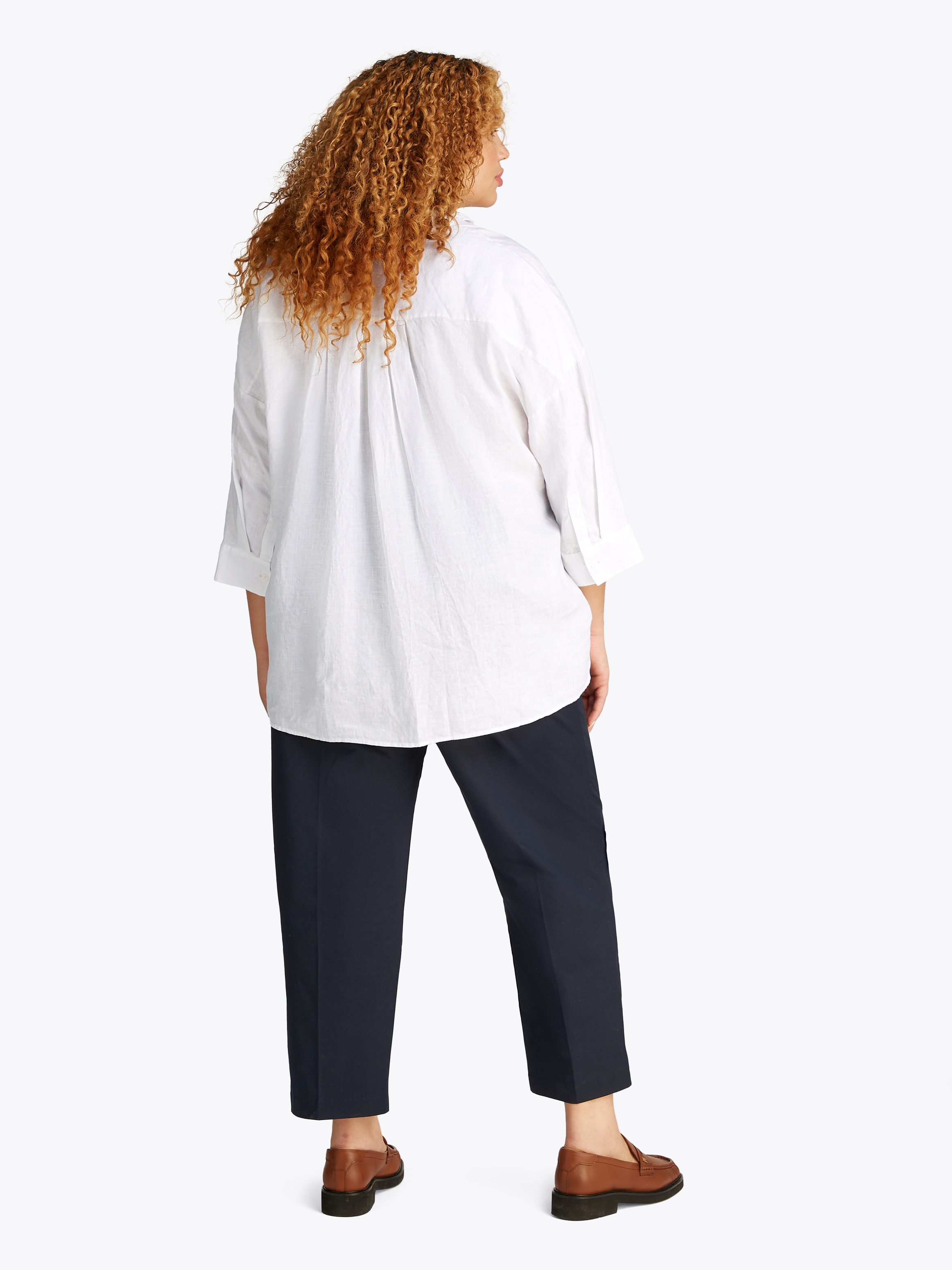Tommy Hilfiger Curve Hemdbluse »CRV ESS LINEN EASY SHIRT«, in Großen Größen, Leinenqualität