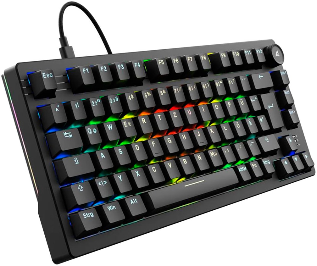 Sharkoon Gaming-Tastatur »SKILLER SGK25«, (Anpassbare Höhe-Antirutsch-Füße-Fn-Tasten-Lautstärkeregler-Licht-Bewegungs-Sensor-Makro-Tasten-Profil-Speicher-USB-Anschluss)