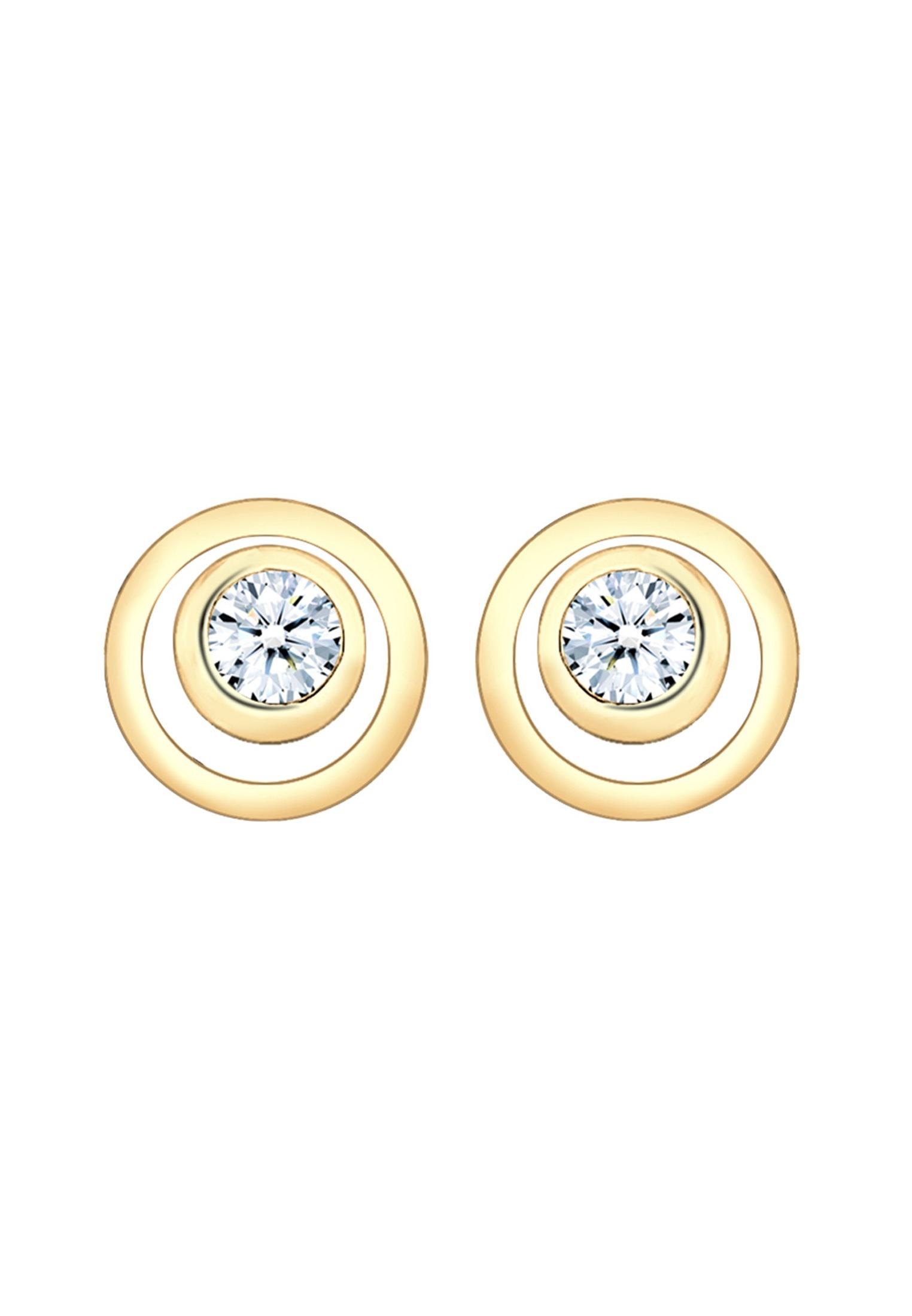 Elli DIAMONDS Paar Ohrstecker »Ohrringe Ohrstecker Kreis Diamant Weiß Brillantschliff (0.03 ct) 585 Gelbgold«