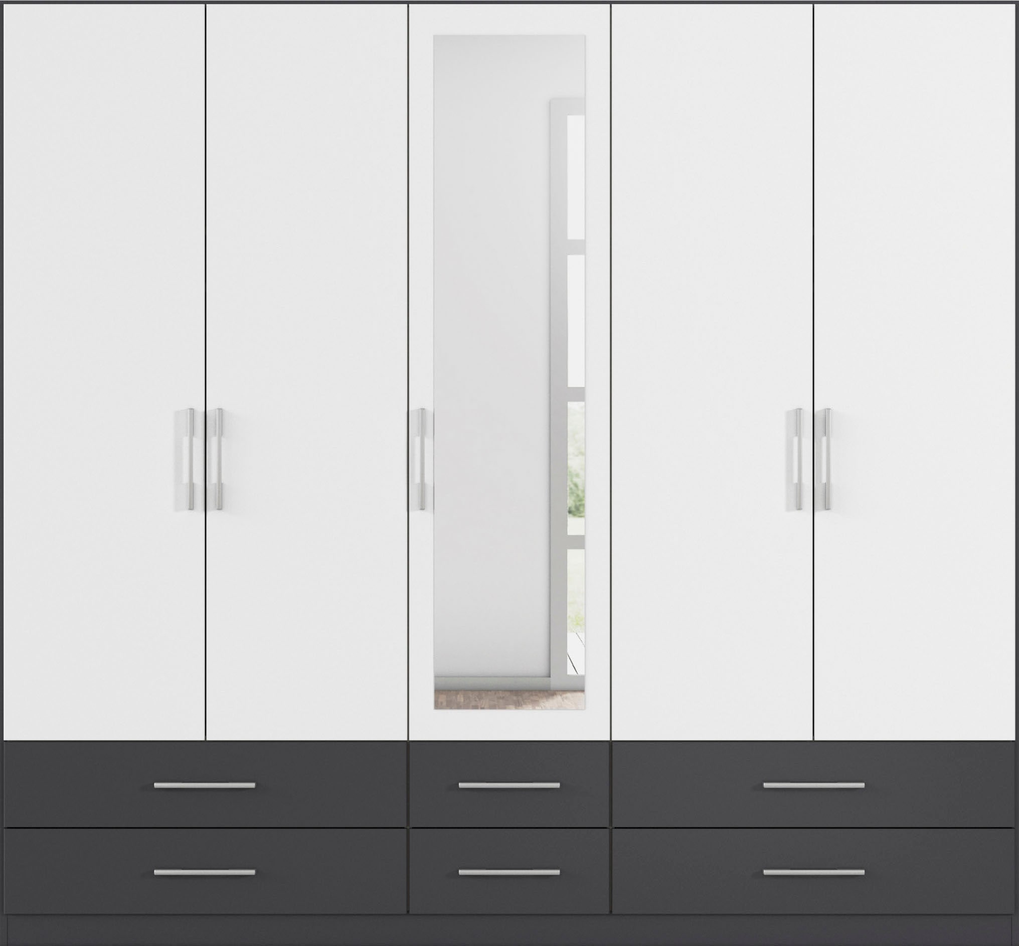 rauch Kleiderschrank »Schrank Garderobe Wäscheschrank HERSBRUCK in 2 Breiten« Breiten: 226 oder 271 cm, Höhe 210 cm,  mit 6 großzügigen Schubladen sowie Spiegeltüren MADE IN GERMANY