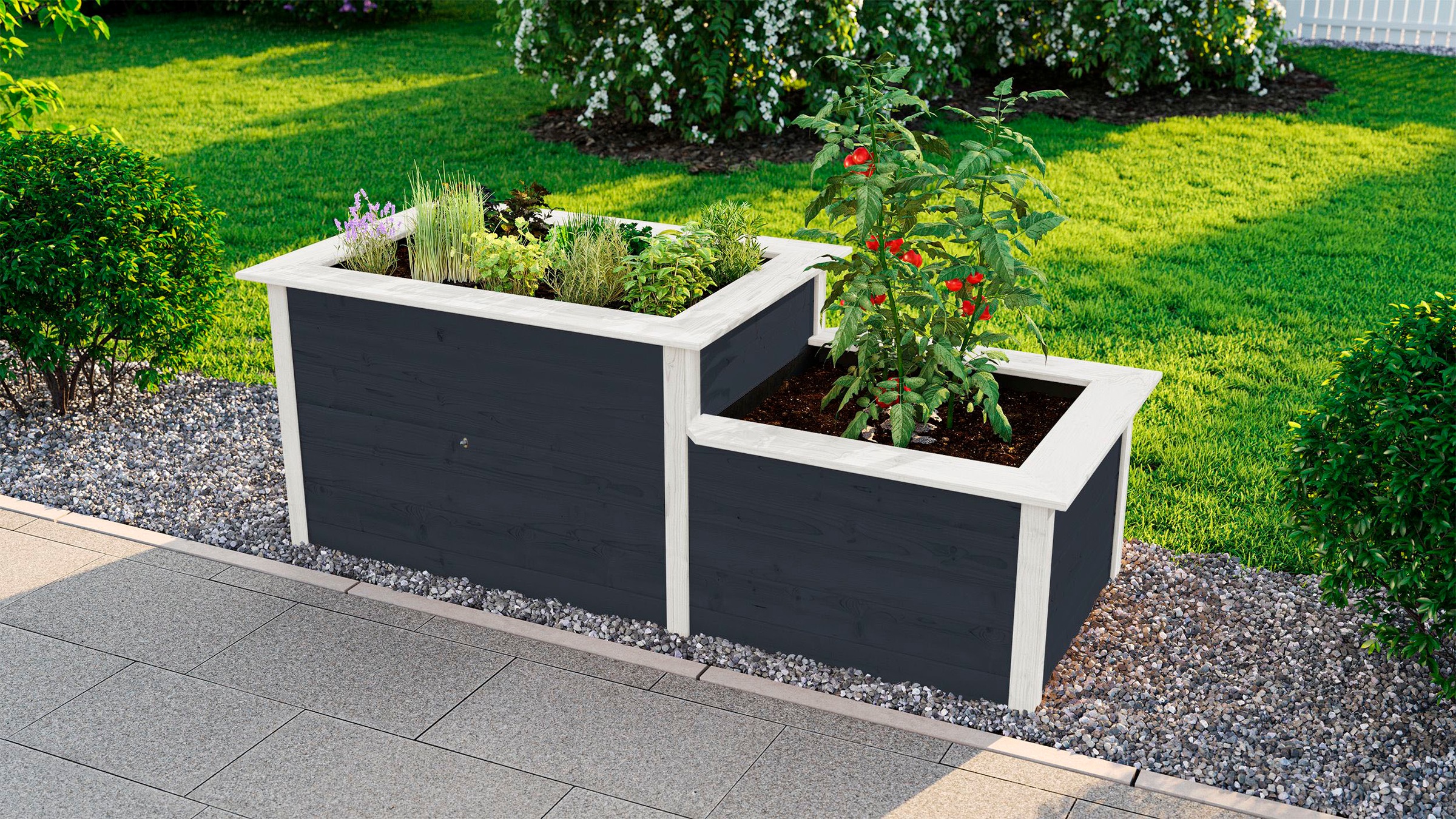 weka Hochbeet, 205x79, 21mm, anthrazit, Stufenhochbeet
