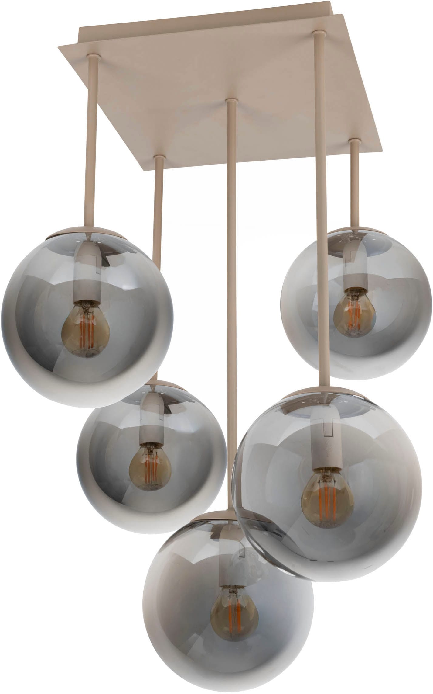 OTTO home Deckenleuchte »Nellin« E14 1 Stk. 5 Glaskugeln mit je 1x E14 exkl., quadratisch, beige matt