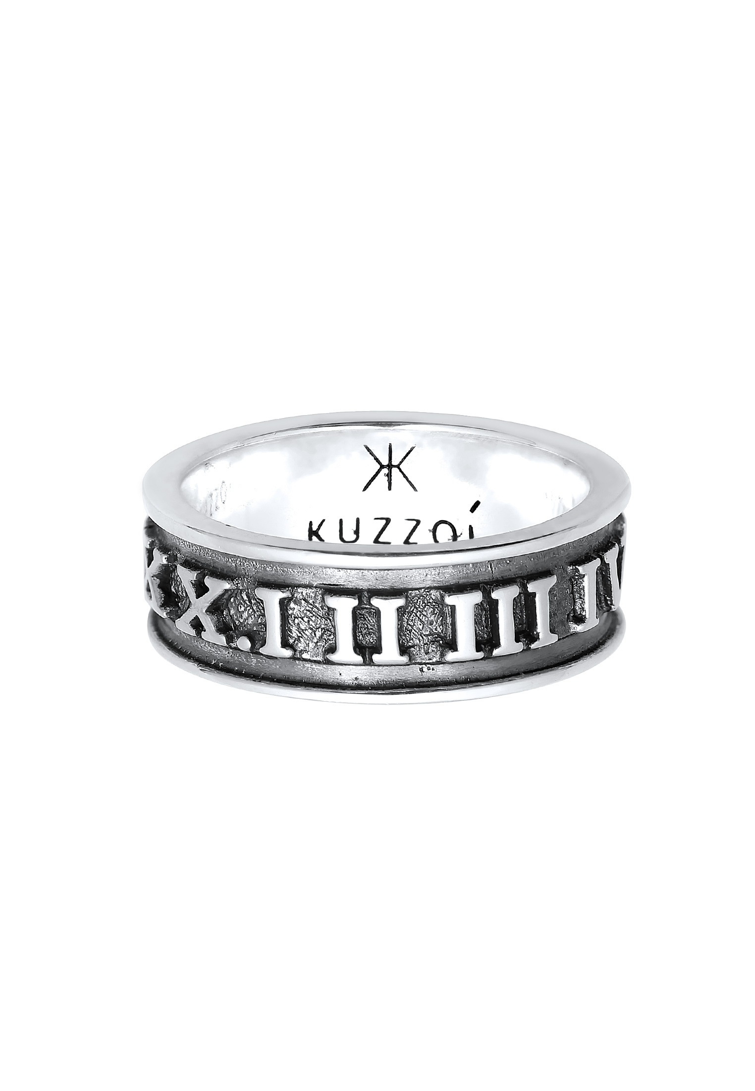 Kuzzoi Silberring »Ring Herren Bandring Römische Zahlen 925 Silber«