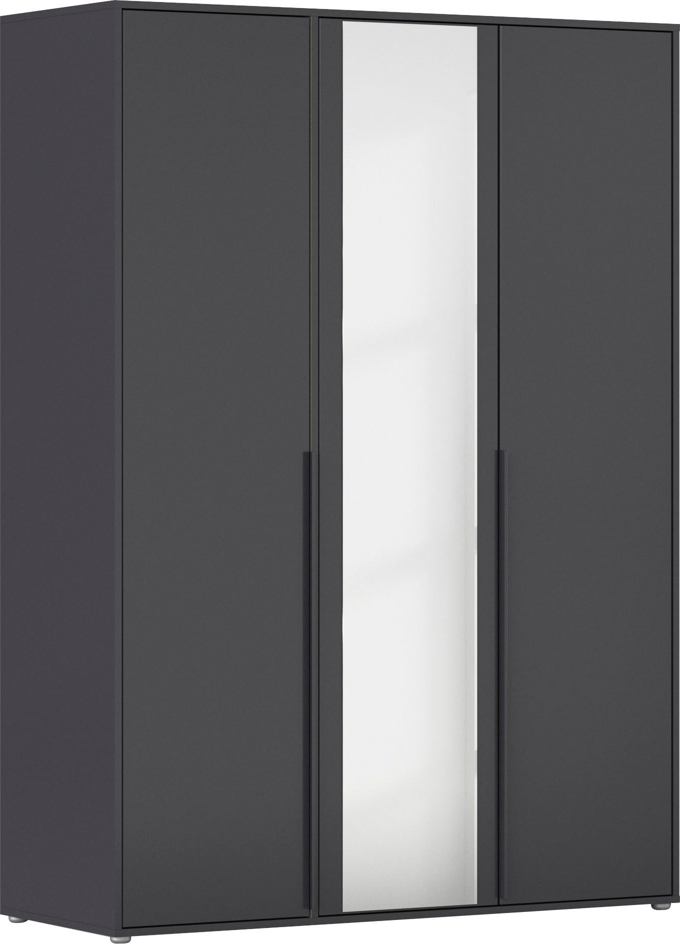 rauch Drehtürenschrank »Kleiderschrank Schrank Garderobe Wäscheschrank NAGATA mit Spiegel«, (in 3 verschiedenen Ausstattungen BASIC/CLASSIC/PREMIUM), und modernen Stangengriffen in Graumetallic TOPSELLER MADE IN GERMANY
