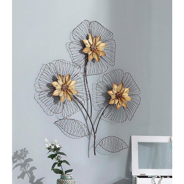 HOFMANN LIVING AND MORE Wanddekoobjekt »Wanddeko Blumenbouquet«,  Wanddekoration, Motiv Blüten, aus Metall auf Raten kaufen
