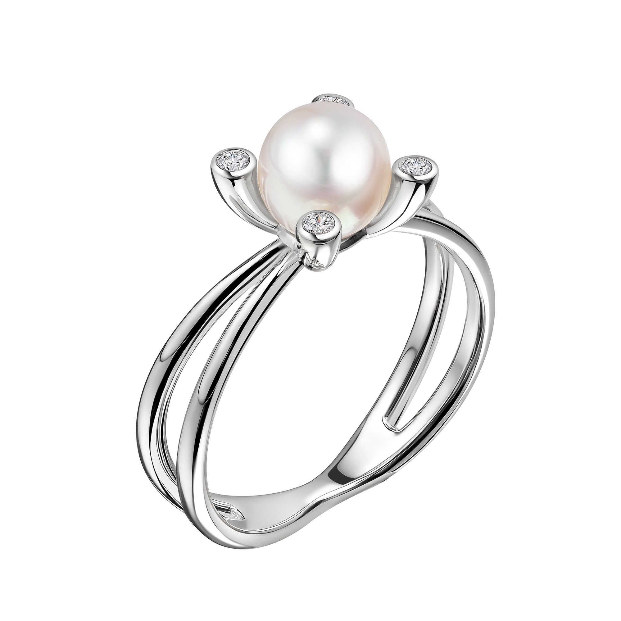 Firetti Fingerring »Schmuck Geschenk Silber 925 Damenring Ring Blume« mit Zirkonia (synth.) - mit Süßwasserzuchtperle