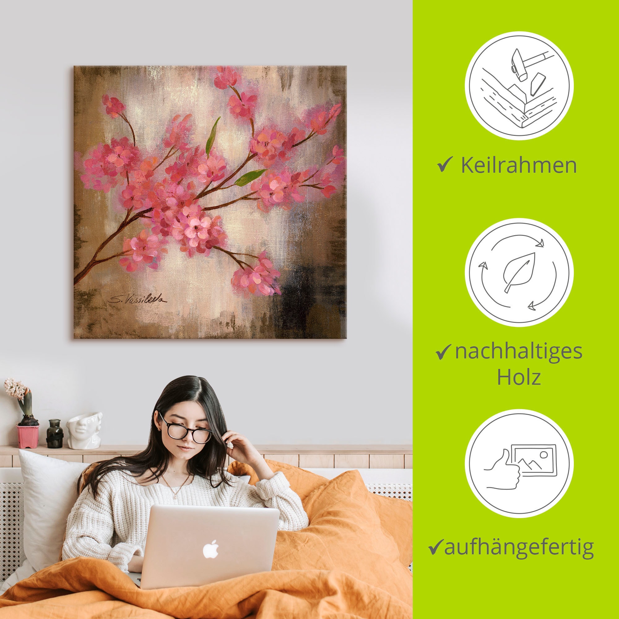 Artland Leinwandbild »Kirschblüte I« 1 Stk. tlg. auf Keilrahmen gespannt