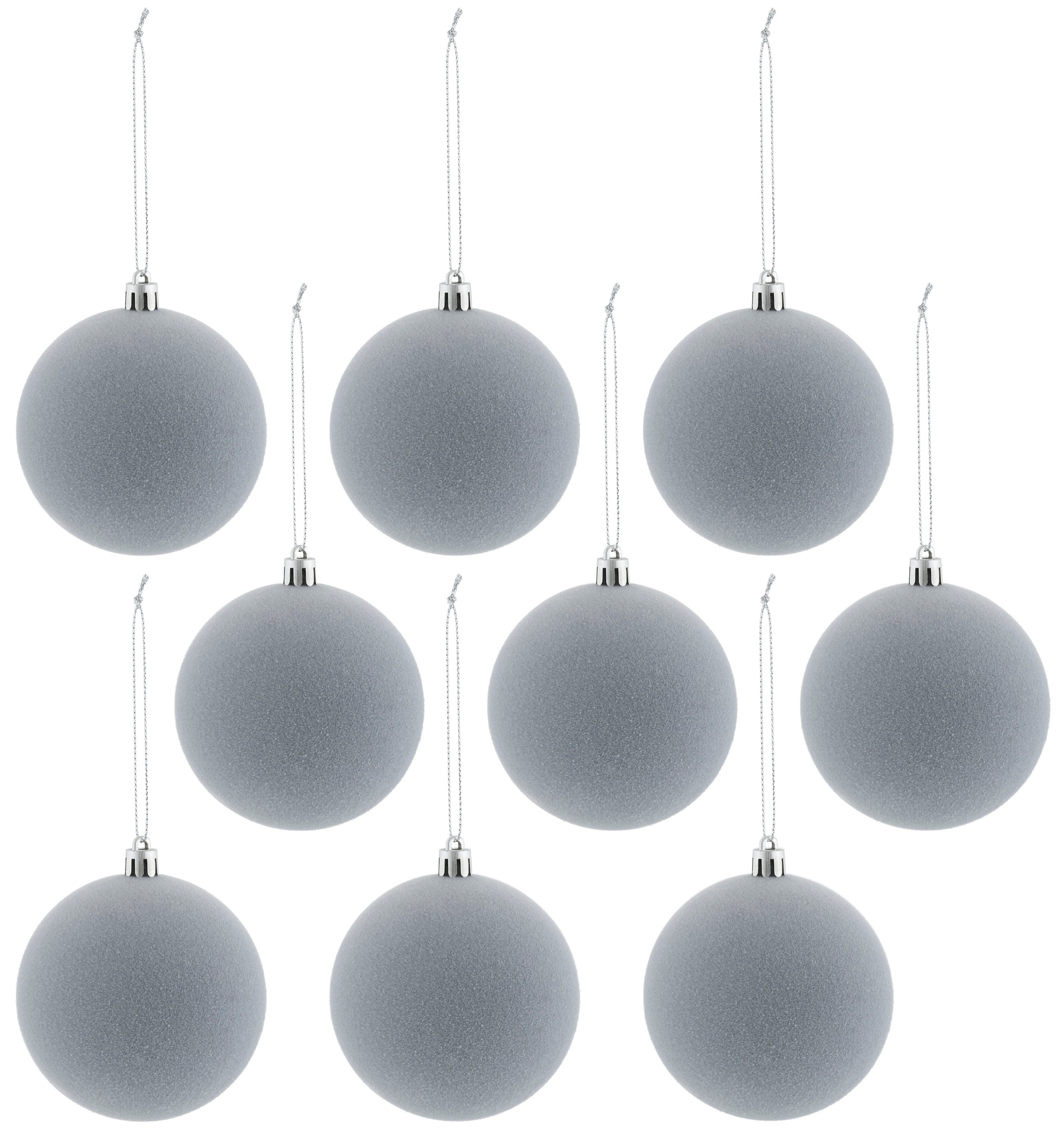 Home affaire online »Weihnachtsdeko, kaufen Samtdekoration Kunststoff Christbaumkugeln«, Weihnachtsbaumkugel bequem (Set, 9 Christbaumschmuck, mit St.), aus