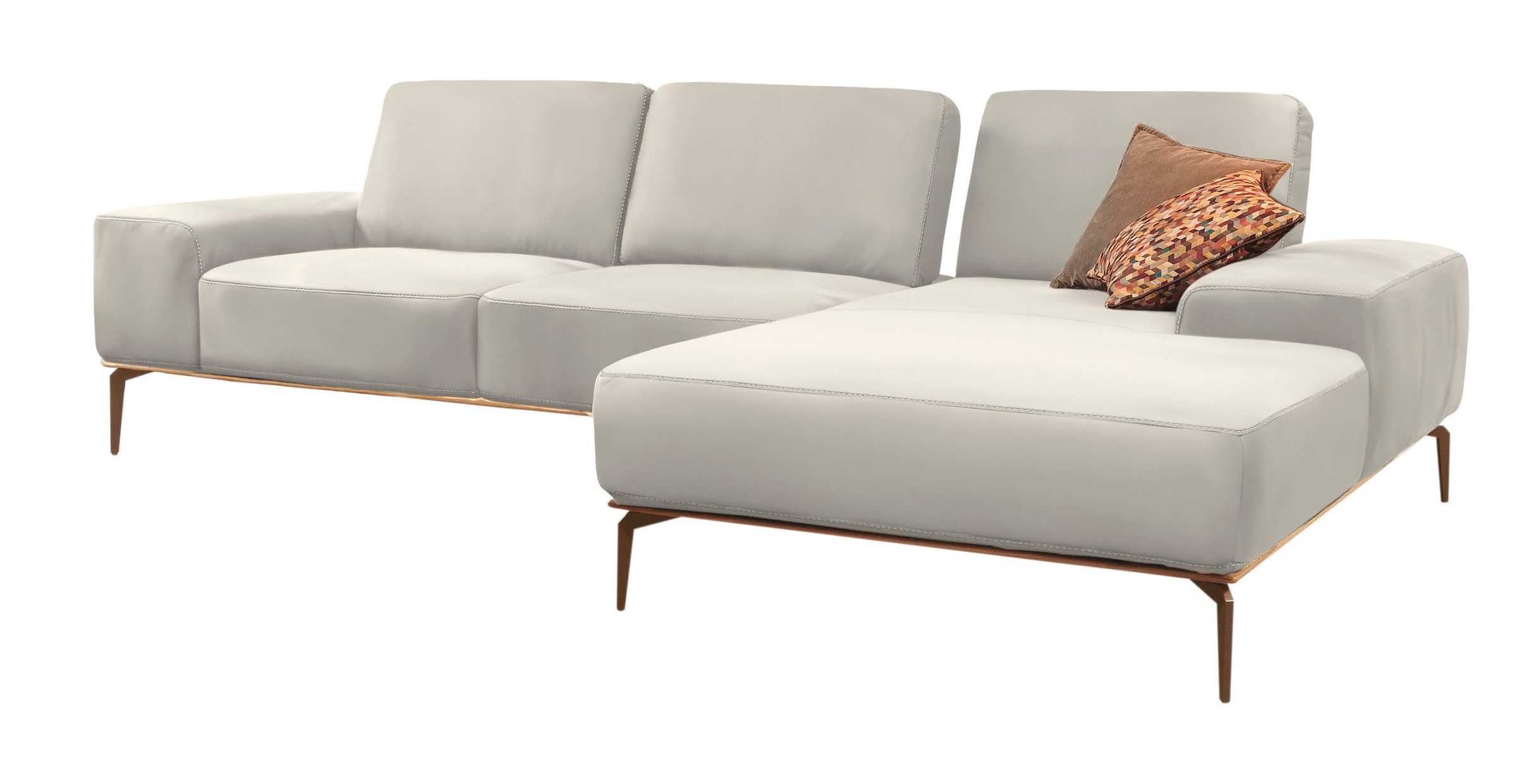 W.SCHILLIG Ecksofa »run, Designsofa mit tollem Sitzkomfort, bequem, L-Form«, mit Holzsockel, Füße in Bronze pulverbeschichtet, Breite 319 cm