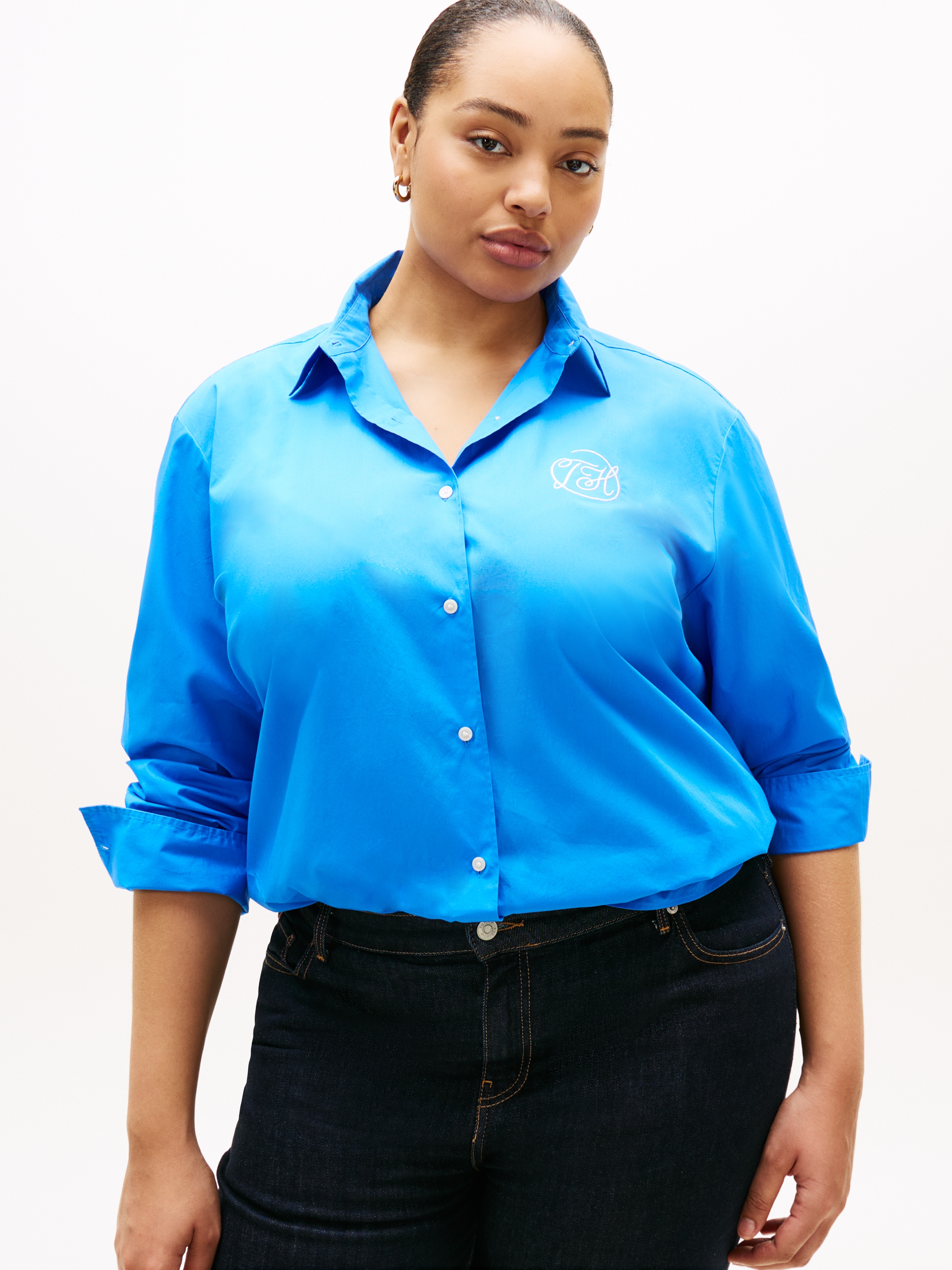 Tommy Hilfiger Curve Hemdbluse »CRV COTTON EASY SHIRT« in großen Größen, Baumwolle