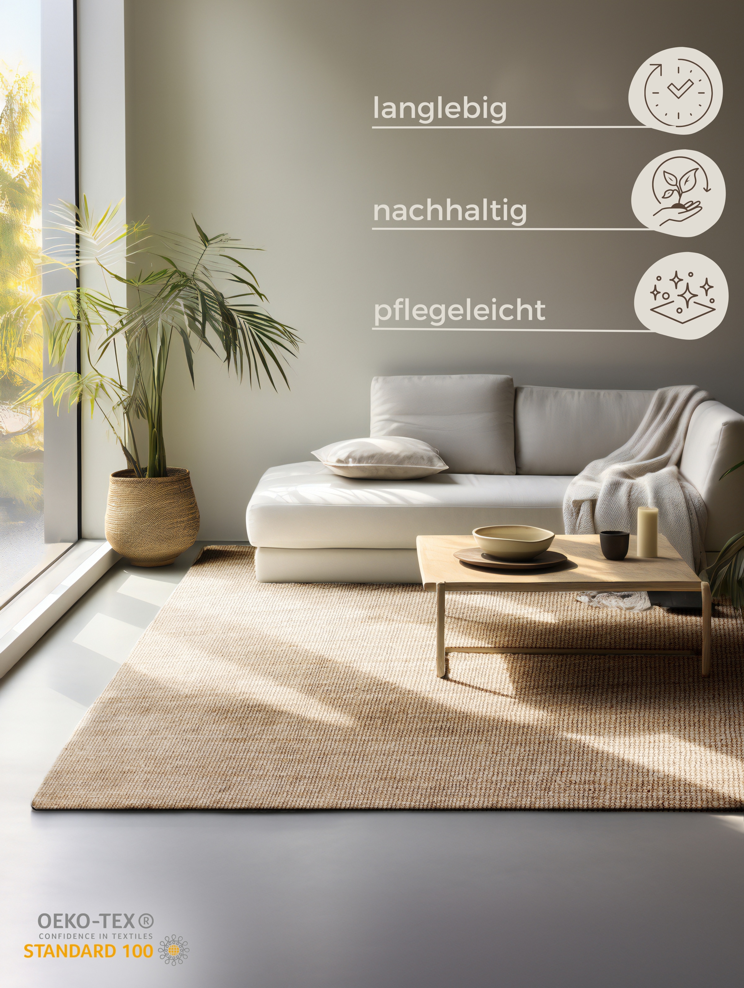 HANSE Home Teppich »Jaipur Juteteppich, als Läufer und in Rund«, rechteckig, 10 mm Höhe, 100% Naturfaser, Nachhaltig, Wohnzimmer, Esszimmer, Schlafzimmer, GRS