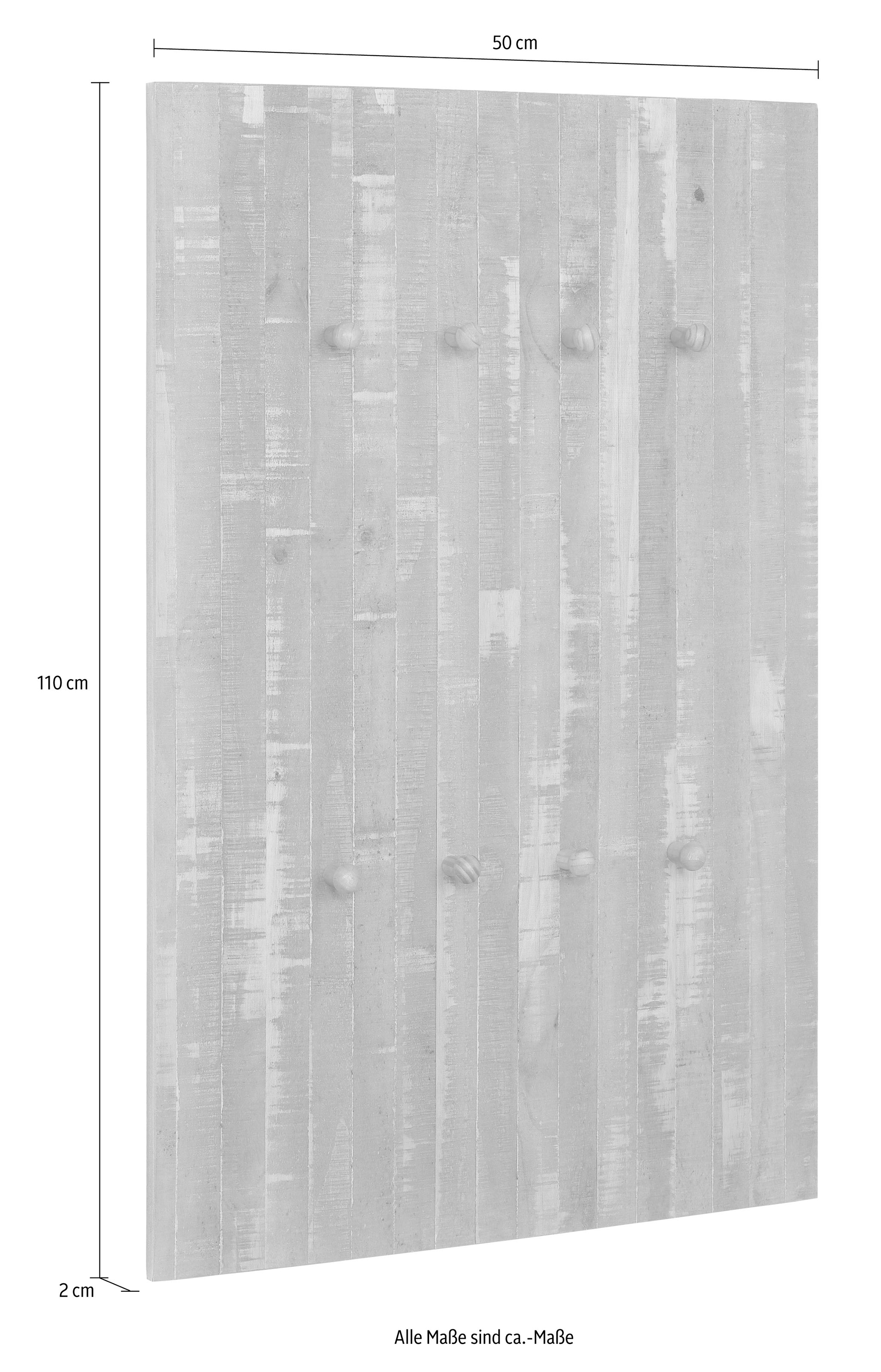 8 Shabby-Look, Breite »Rondo«, Garderobenpaneel kaufen Home affaire mit auf Raten im Holzhaken, cm massivem 75