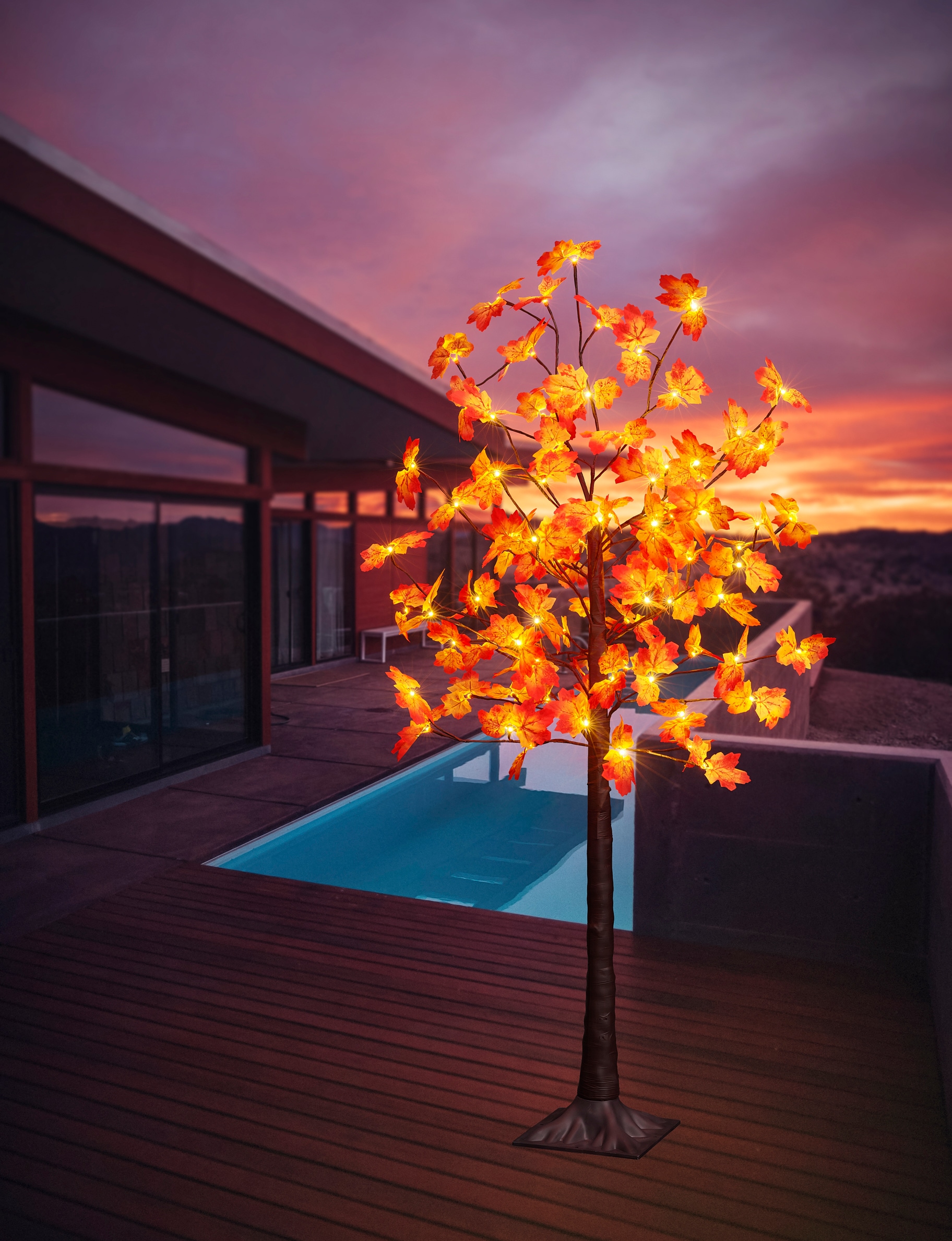 BONETTI LED Baum »Weihnachtsdeko«, 96 flammig, Beleuchteter Deko-Herbstbaum mit Ahornblättern