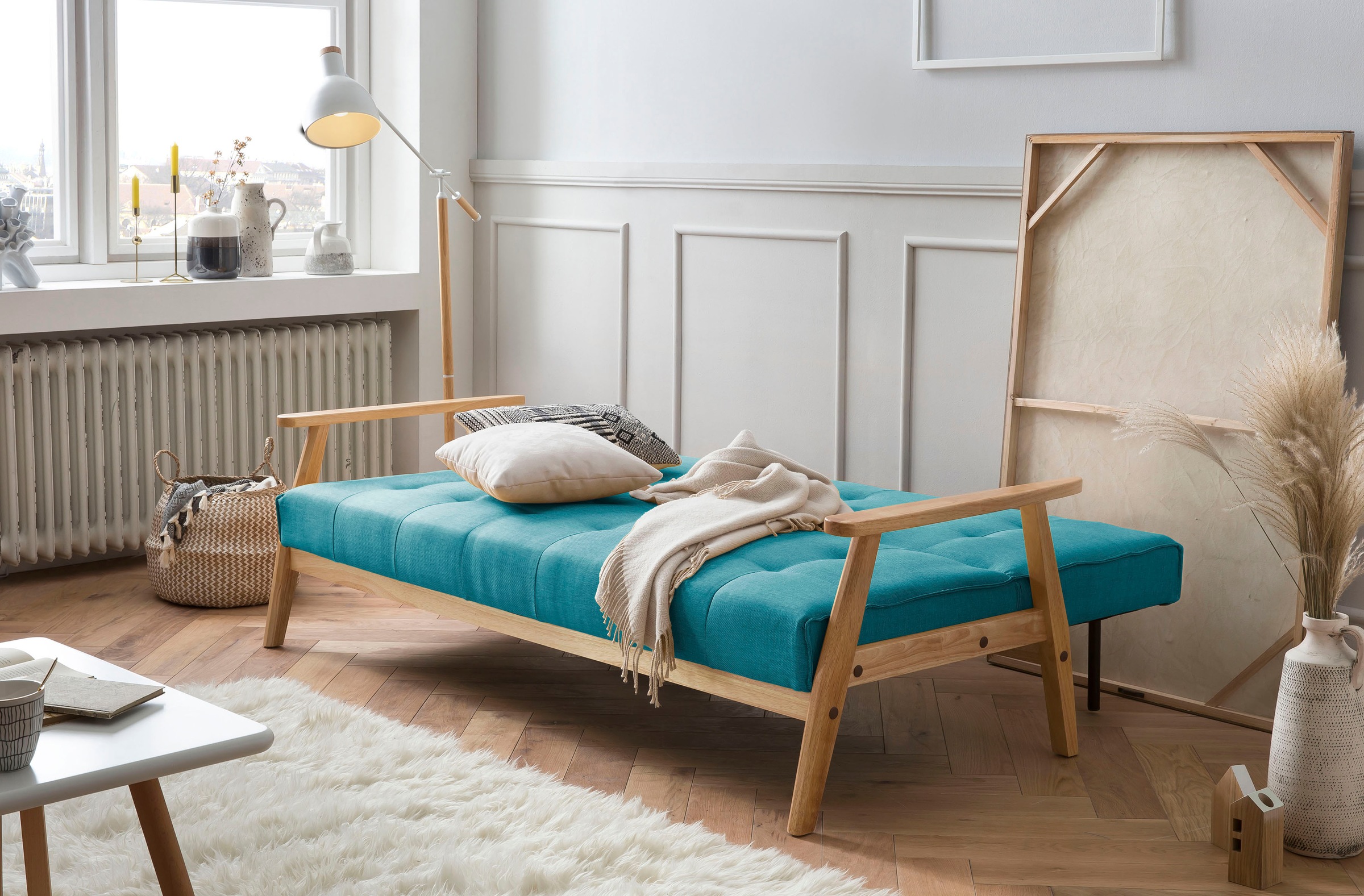 SalesFever Schlafsofa »Skagen, Sofa, 3-Sitzer«, mit Holzgestell, 60° Relax- und Schlaffunktion, Breite 190 cm