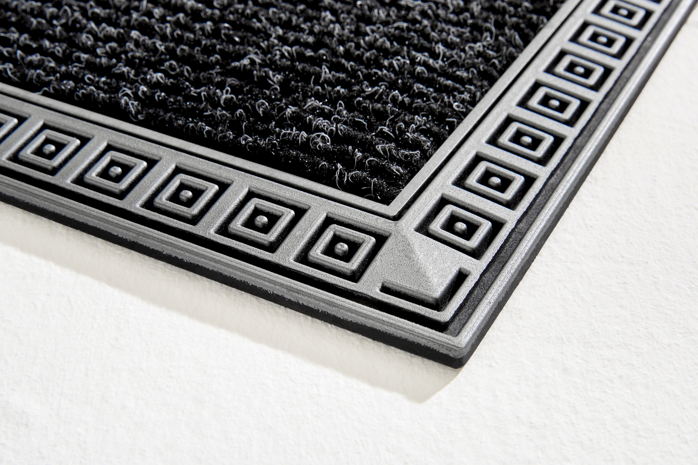 Home2Fashion Fußmatte »DualClean - Squares«, rechteckig, 8 mm Höhe, Schmutzfangmatte, robust, mit Bordüre, In- und Outdoor geeignet