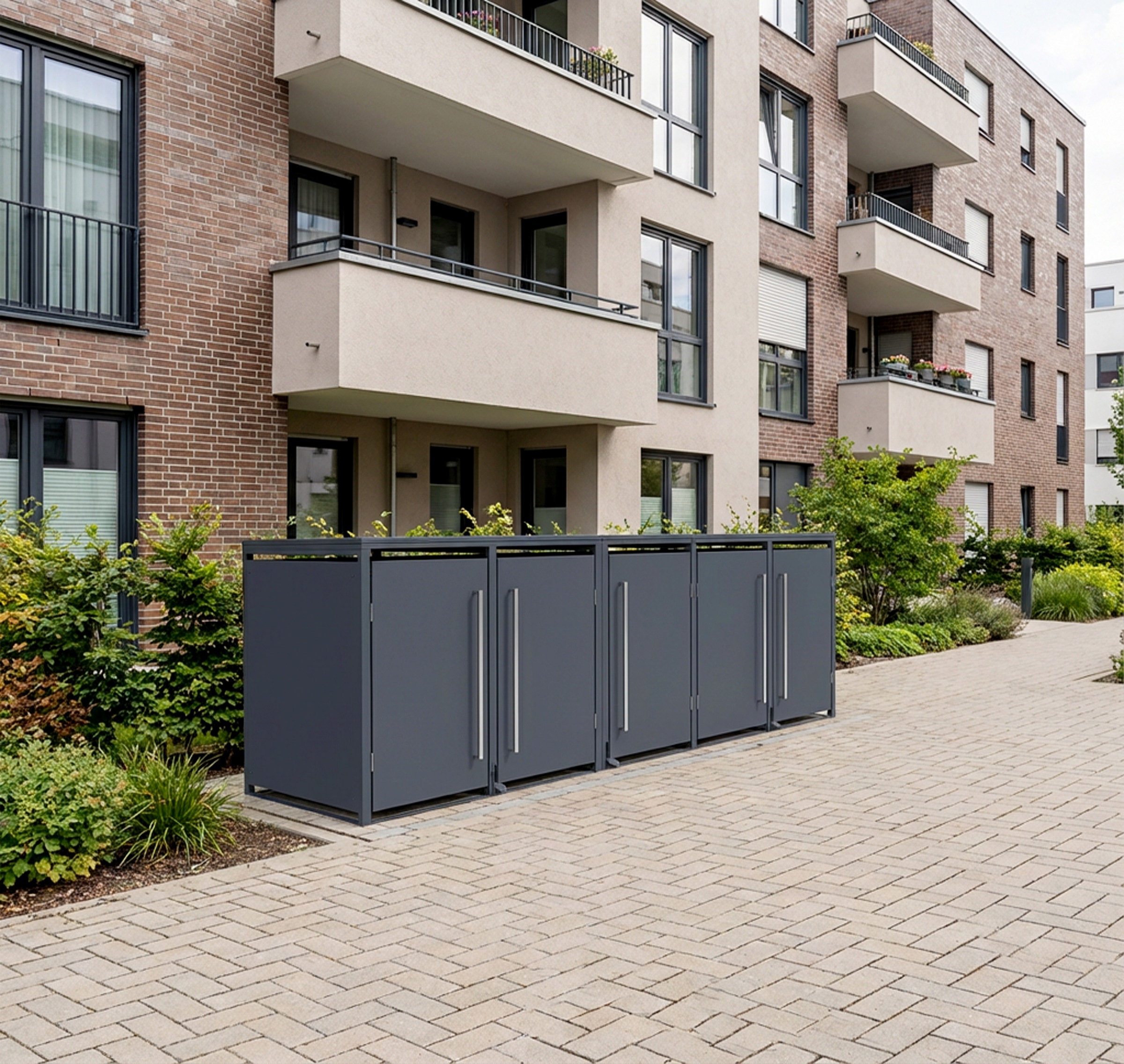 WESTMANN Mülltonnenbox »Pedura 5, 5x 240l, Anthrazit« Mit Fußpedal zum Öffnen