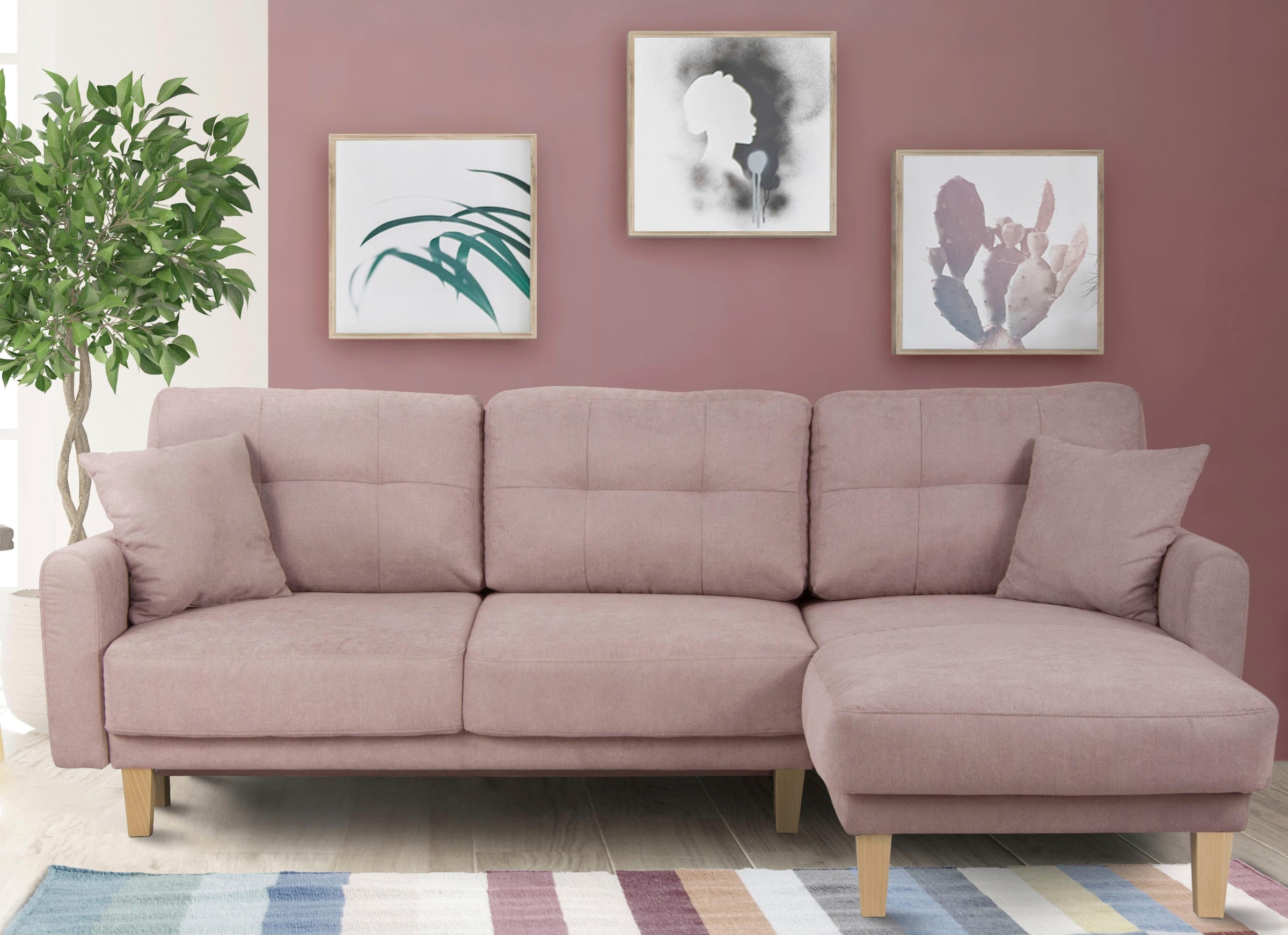 Home affaire Ecksofa »TRIPLO optionale Schlafsofa mit Bettkasten, Maße B/T/H: 234/164/89 cm«, L-Form wahlweise mit Bettfunktion - Liegefläche 132x210 cm