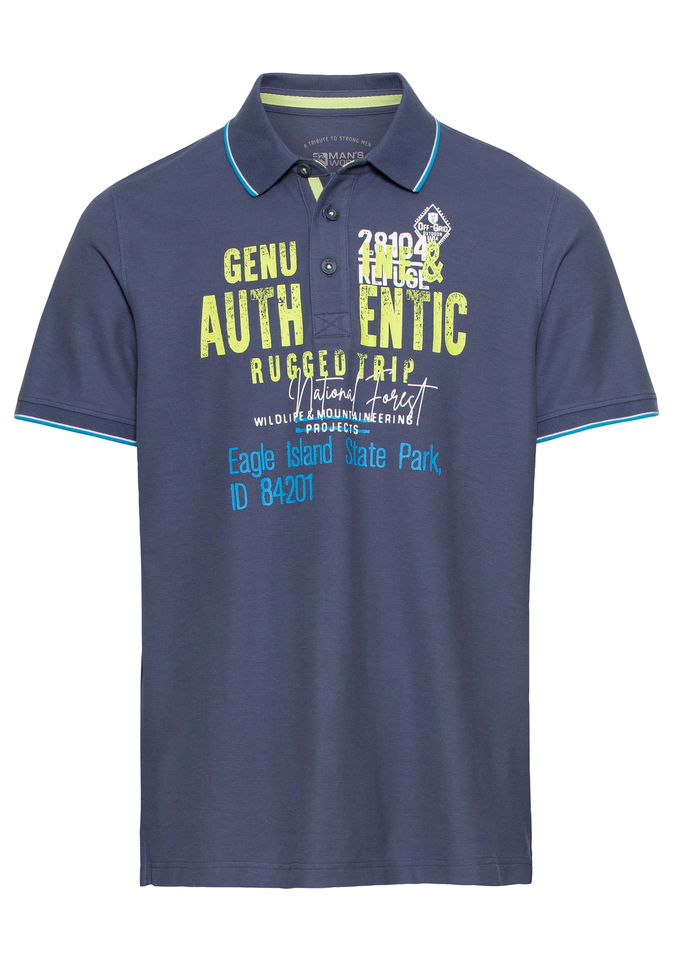 Man's World Poloshirt, Kurzarm, mit Rippbündchen, Polokragen, lässiger Print