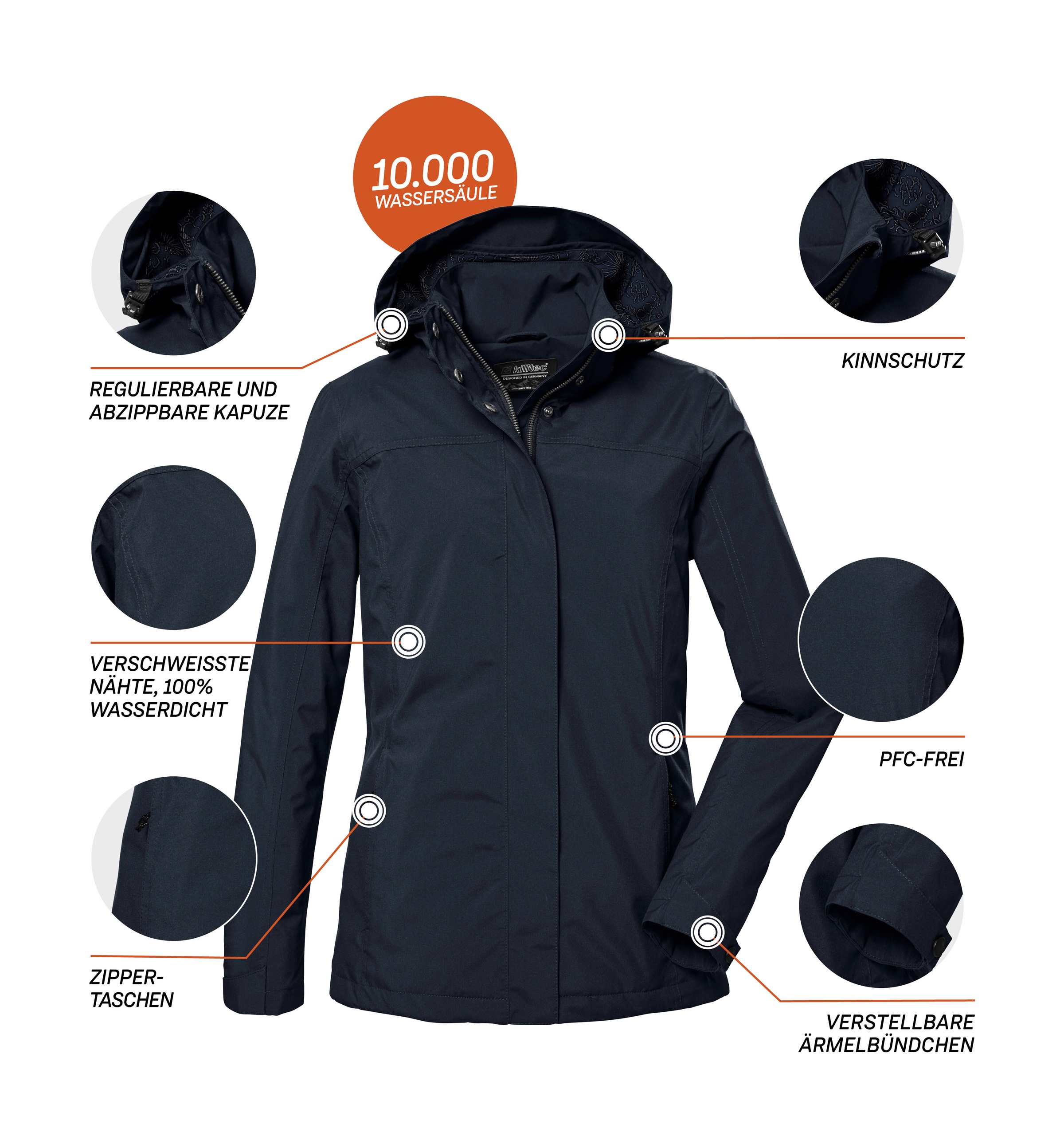 Killtec Outdoorjacke »KOS 42 WMN JCKT« Wasser- u winddicht, atmungsaktiv, Kapuze abzippbar, Ärmel verstellbar
