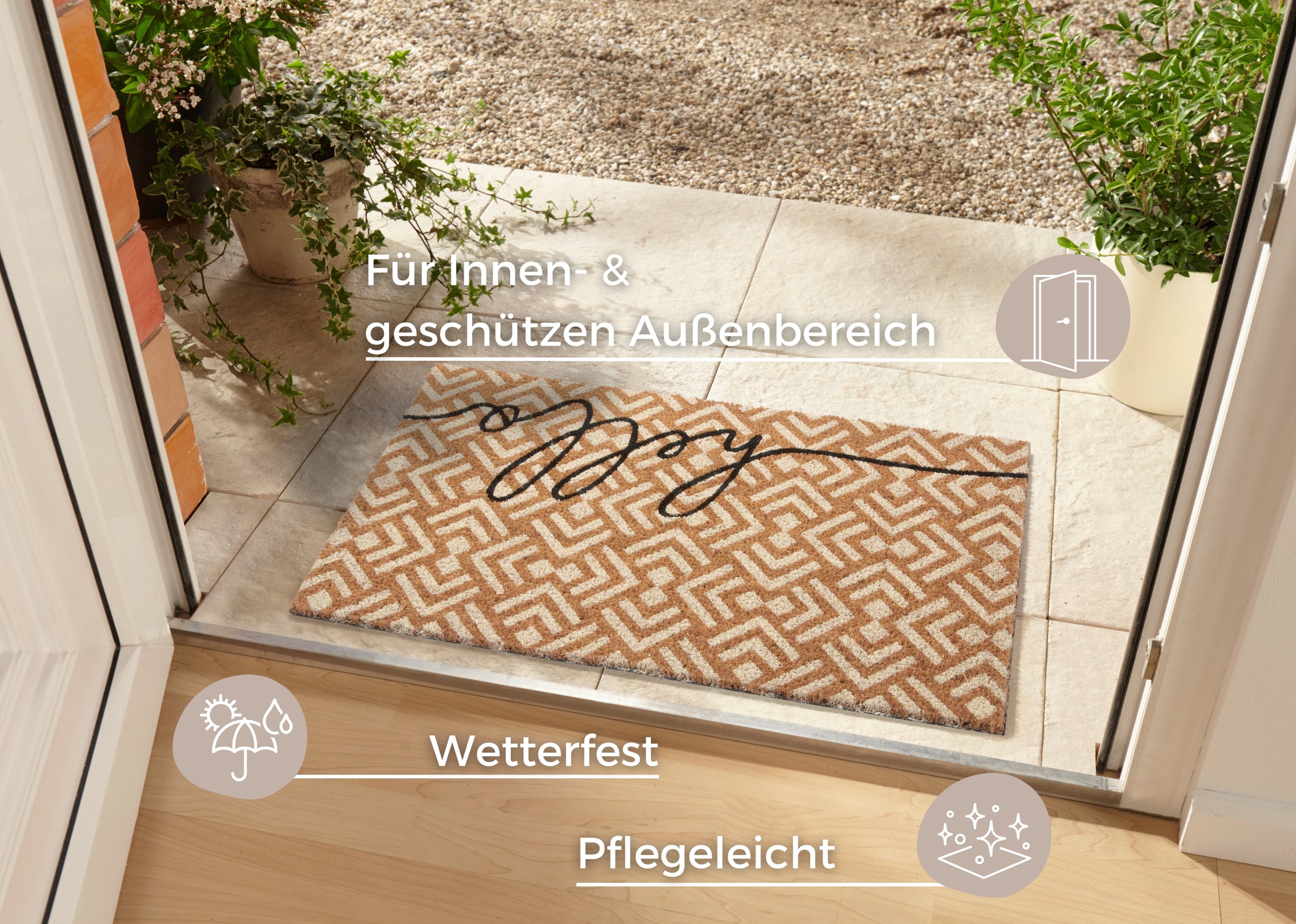 HANSE Home Fußmatte »Mix Mats Kokos Hello Geometric, Türmatte«, rechteckig, 15 mm Höhe, Kokos, Schmutzfangmatte, Outdoor, Rutschfest, Innen, Kokosmatte, Flur