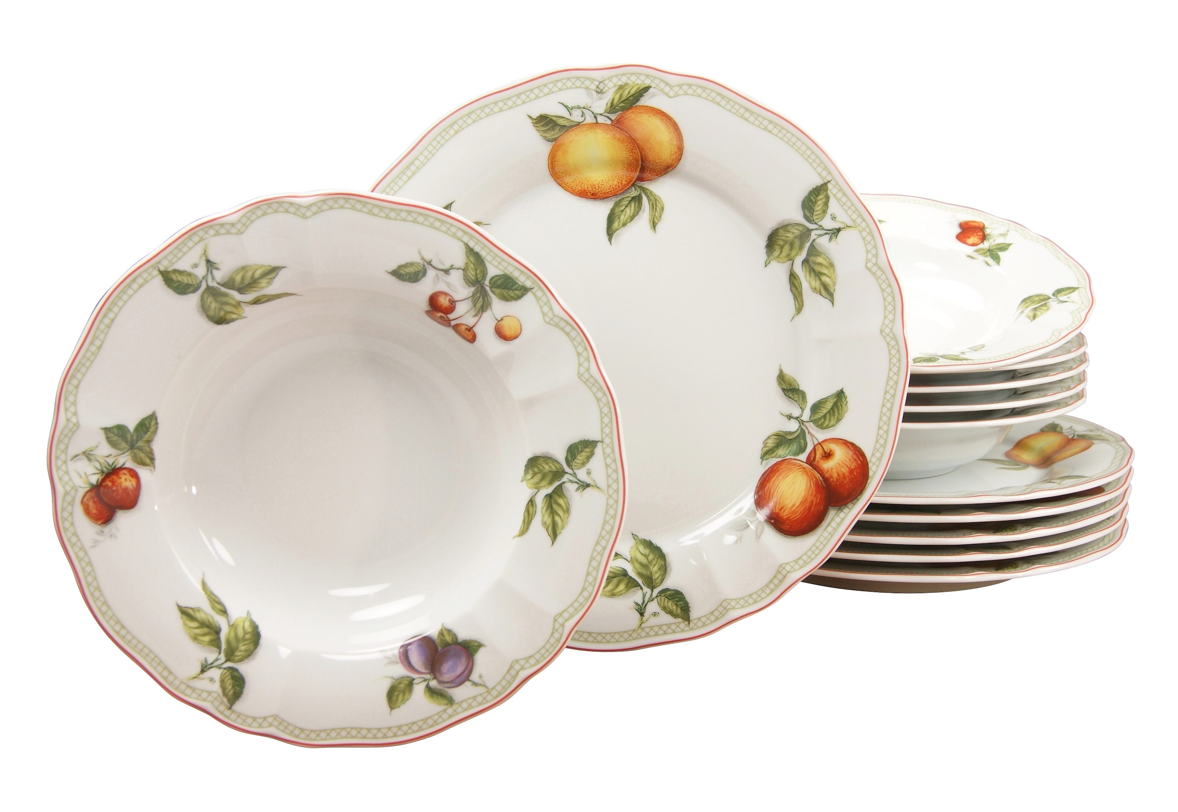 Set, mit Teile, 6 Orchard«, Garantie »Teller 3 Set 12 Geschirr-Set für für 6 Service, Jahren 12 Teller Früchtedekor, (Set, CreaTable tlg., XXL Personen), Flora Tafelservice Personen