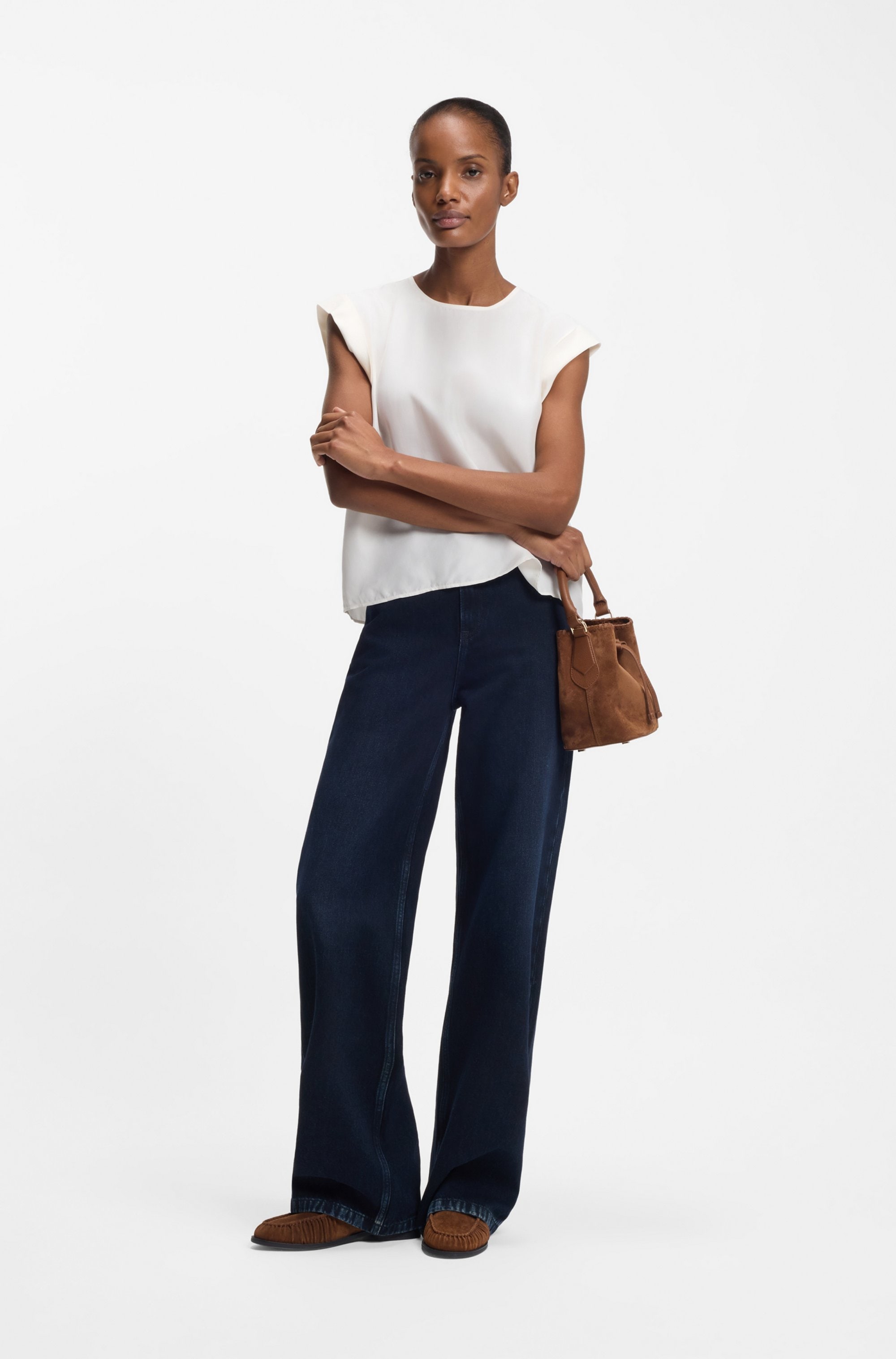 BOSS ORANGE Shirtbluse »Irnette Premium Damenmode« mit Ärmelaufschlag