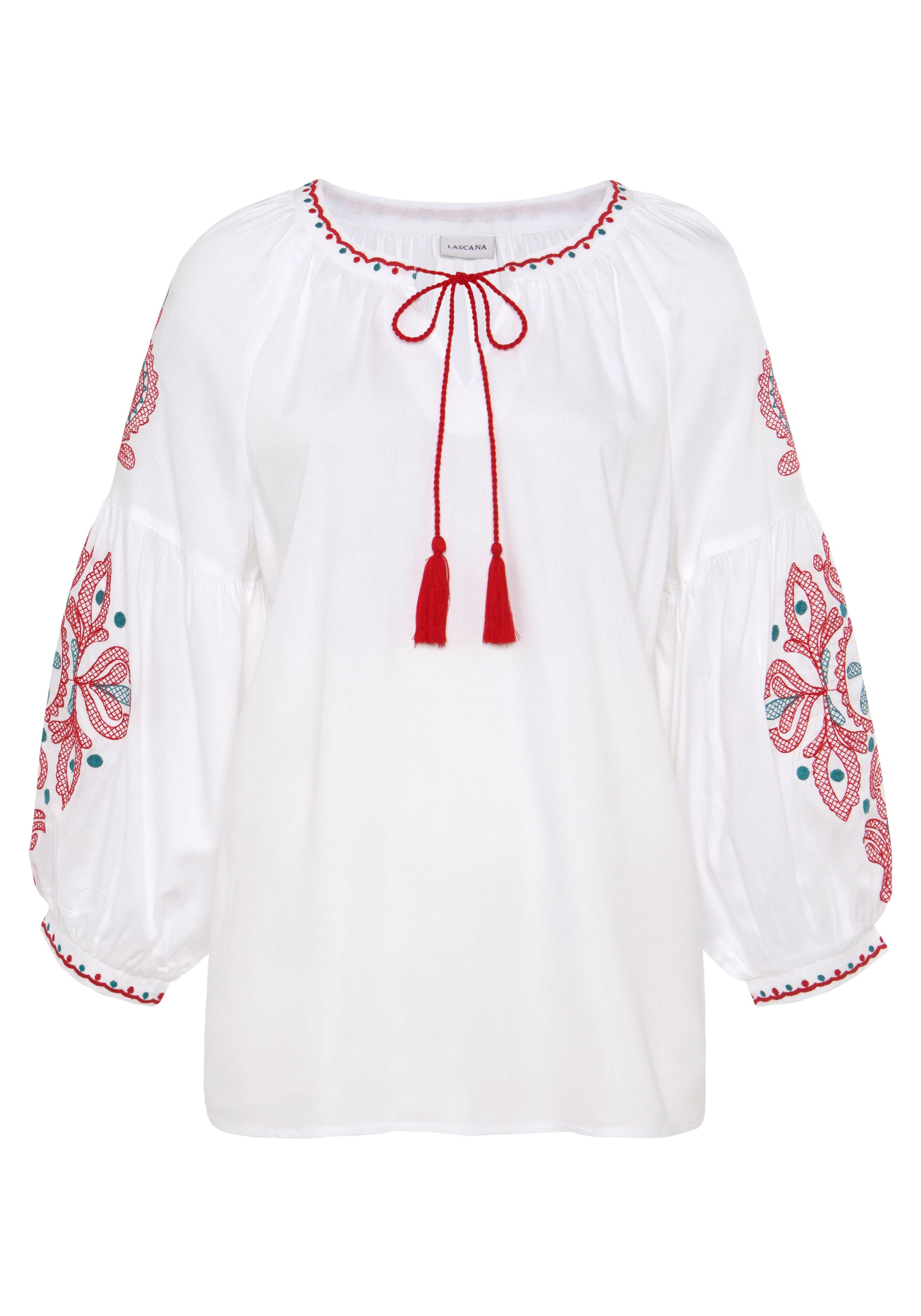 LASCANA Langarmbluse, mit Stickerei, Damenbluse, Tunika, Boho-Style