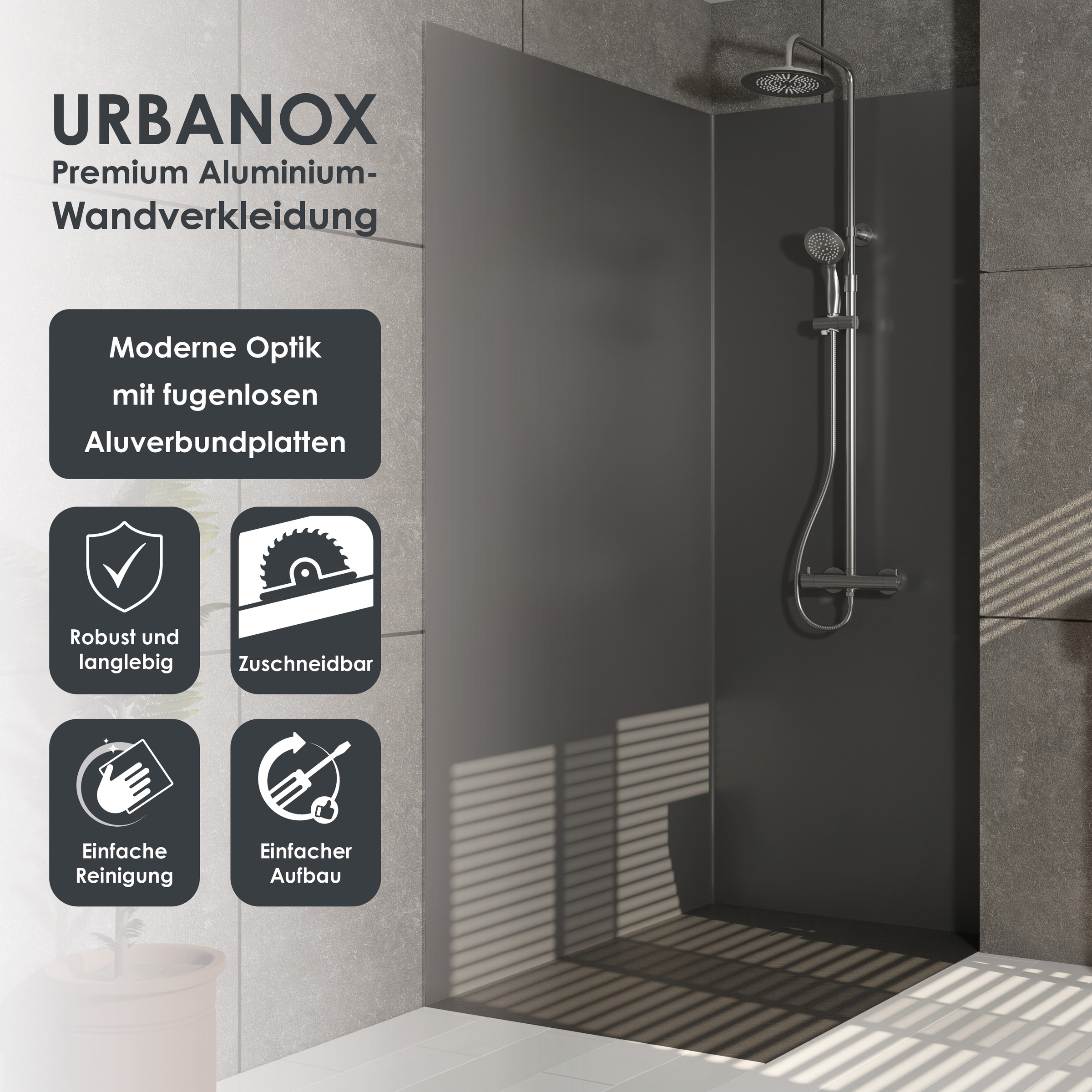 Marwell Duschrückwand »Urbanox«, (Set, 2 tlg.), in verschiedenen Größen erhältlich