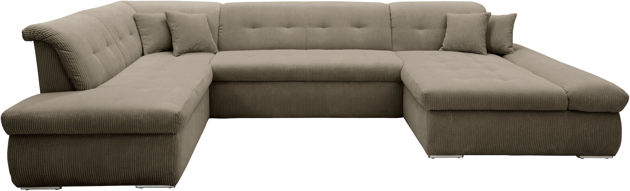 DOMO collection Wohnlandschaft »Moric U-Form auch in Cord«, im XXL-Format, wahlweise mit Bettfunktion und Armlehnenverstellung
