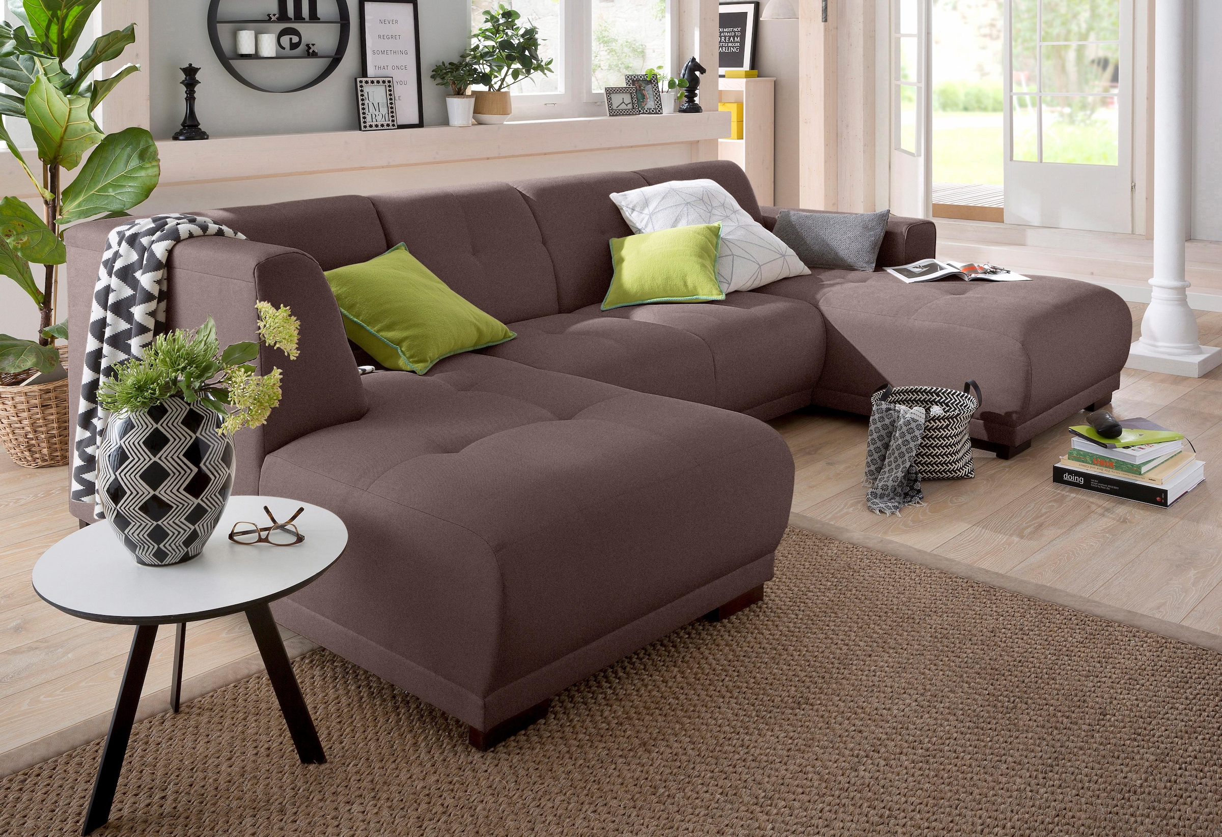 Wohnlandschaft »Langeland U-Form«, incl. 2 Zierkissen, Recamiere wahlweise links oder...