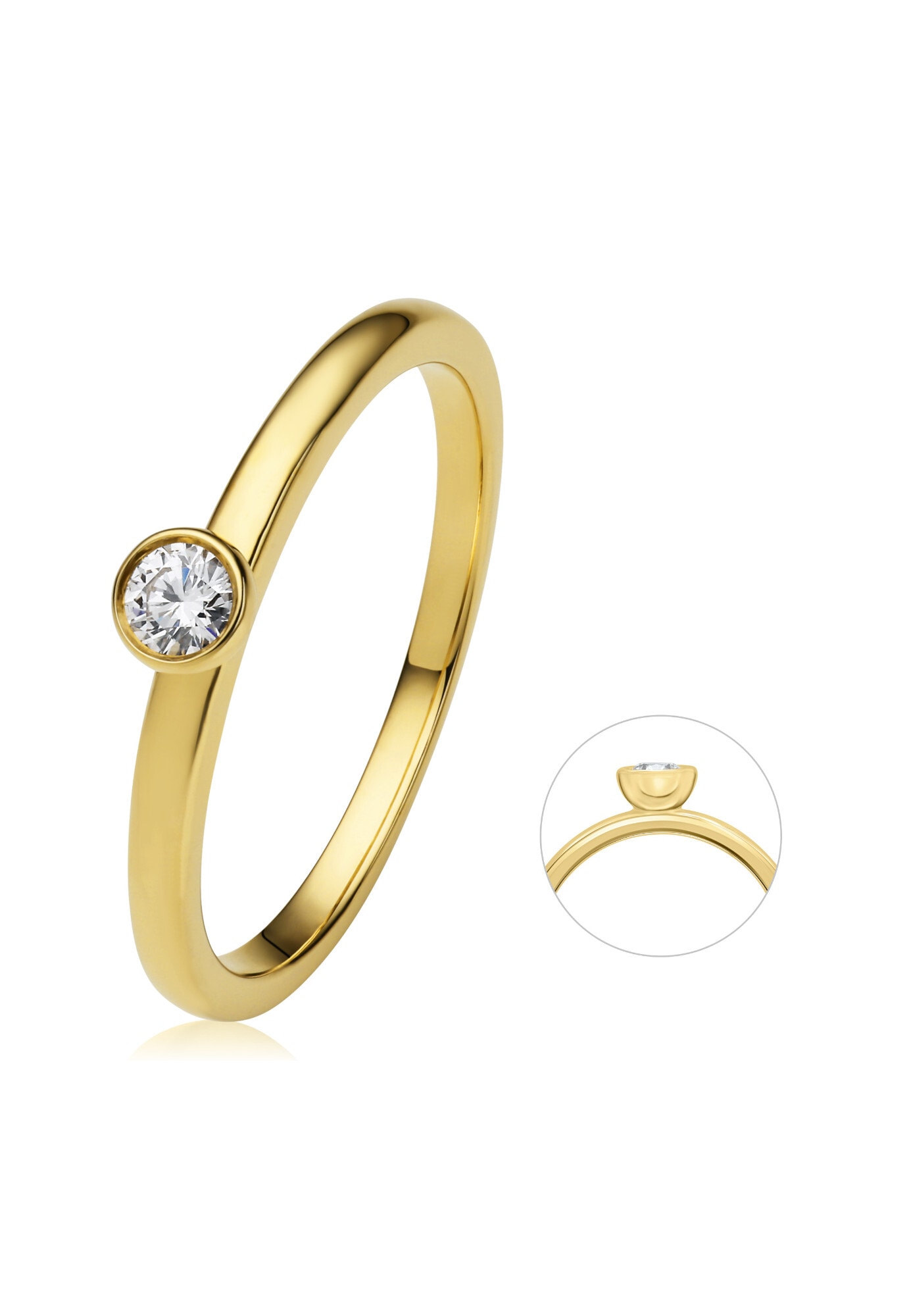 ONE ELEMENT Diamantring »0.1 ct Diamant Brillant Zarge Ring aus 585 Gelbgold«