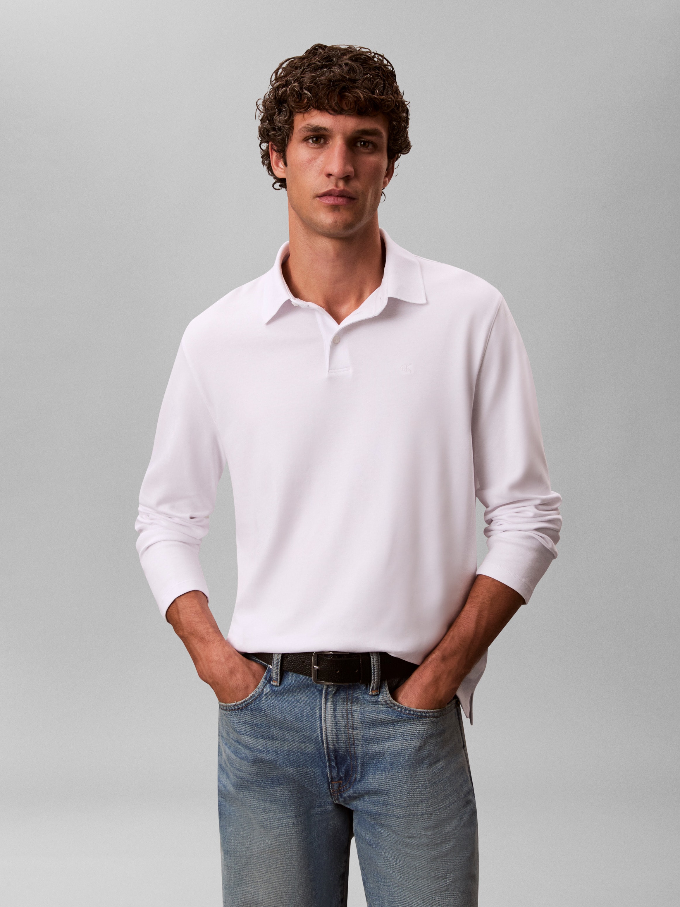 Calvin Klein Langarm-Poloshirt »LS SUPIMA COTTON SOLID POLO«, regular fit mit Rundhalsausschnitt
