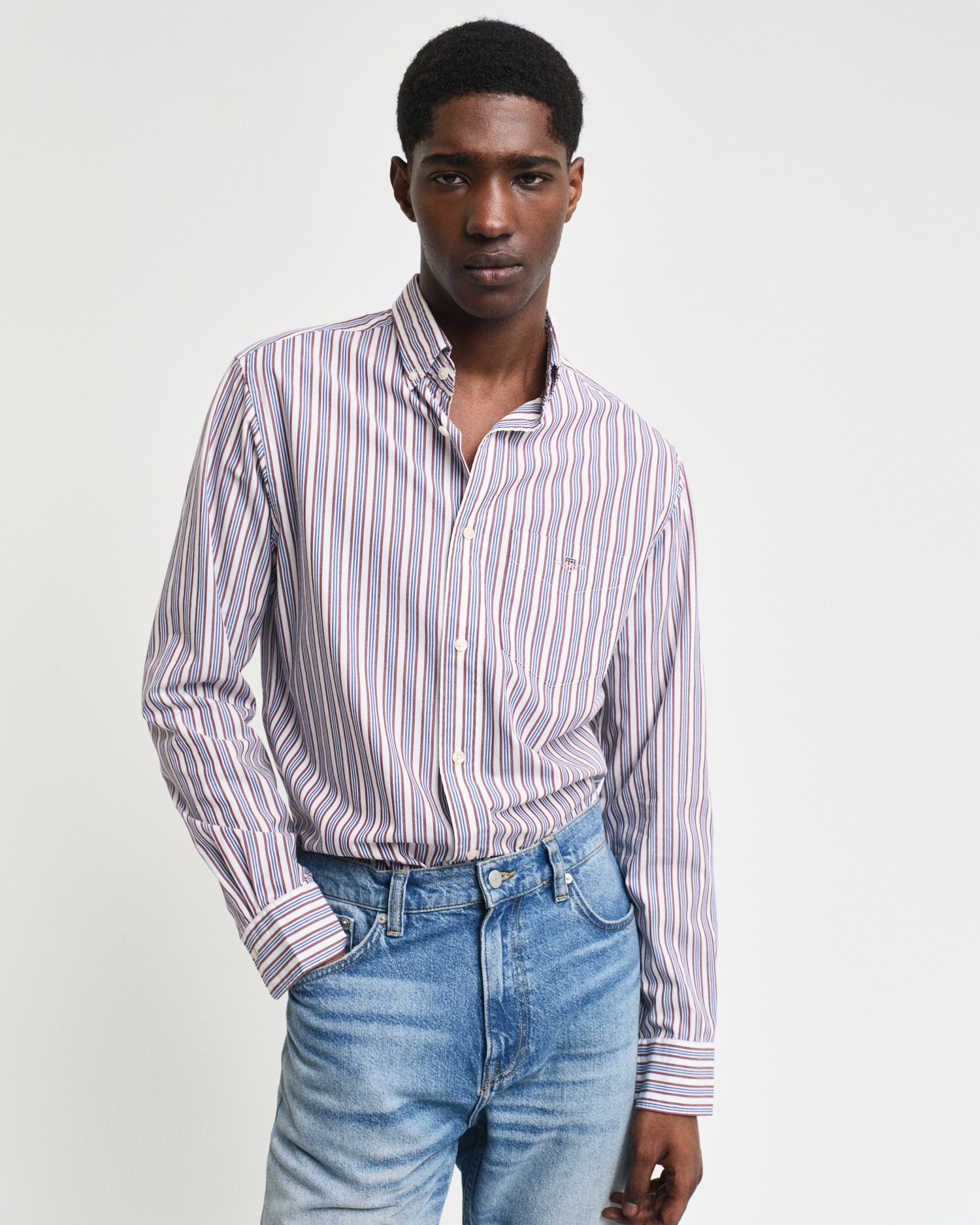 Langarmhemd »REG POPLIN STRIPE SHIRT«, Regular Fit Popeline Hemd mit Streifen