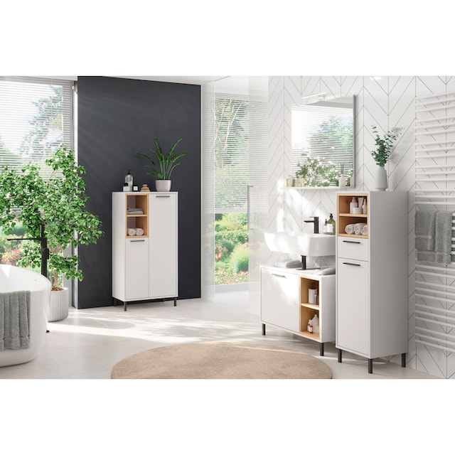 GERMANIA Waschbeckenunterschrank »Loria«, Badmöbel mit offenen Fächern und  Ausschnitt für Siphon online kaufen | mit 3 Jahren XXL Garantie