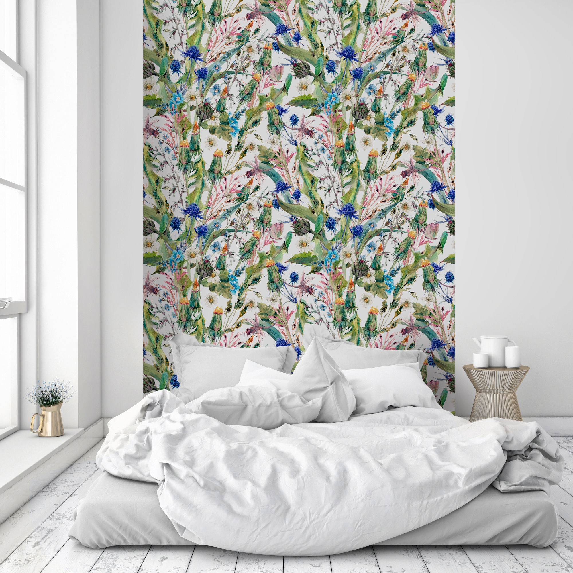 queence Vinyltapete »Grace«, bedruckt-Motiv-botanisch-floral-gemustert-natürlich, 90x250cm, selbstklebend, kinderleichte Anbringung, Sticker