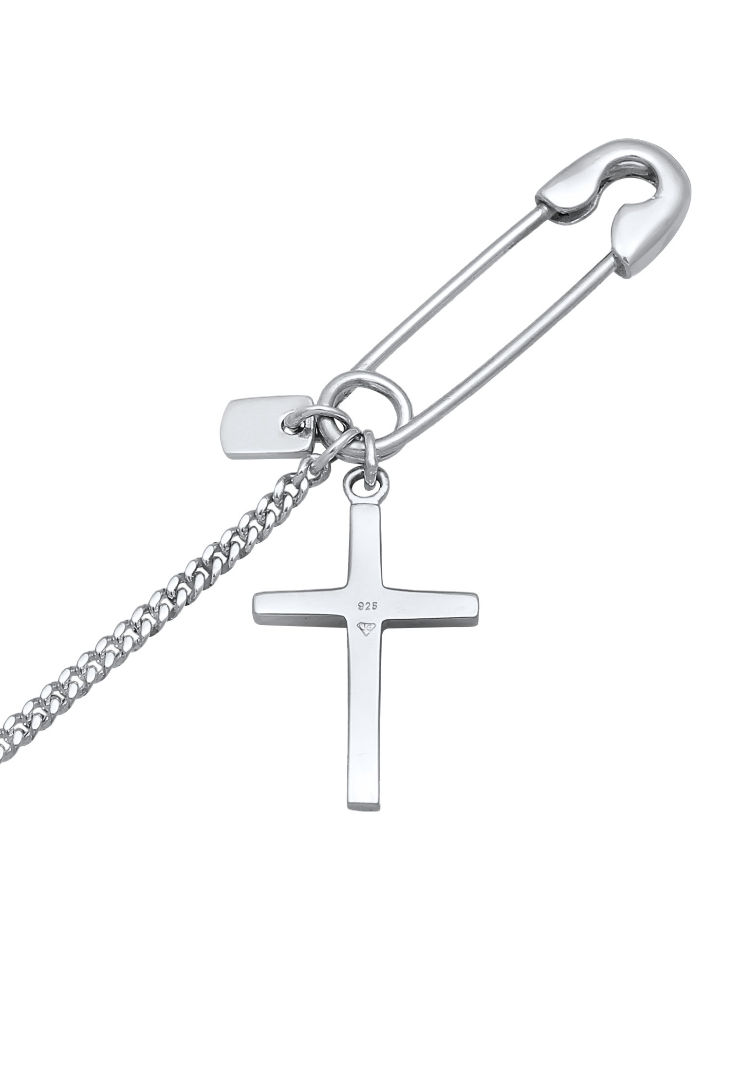 Kuzzoi Schmuckset »Schmuckzubehör Kragenkette Kreuz Sicherheitsnadel 925 Sterling Silber«