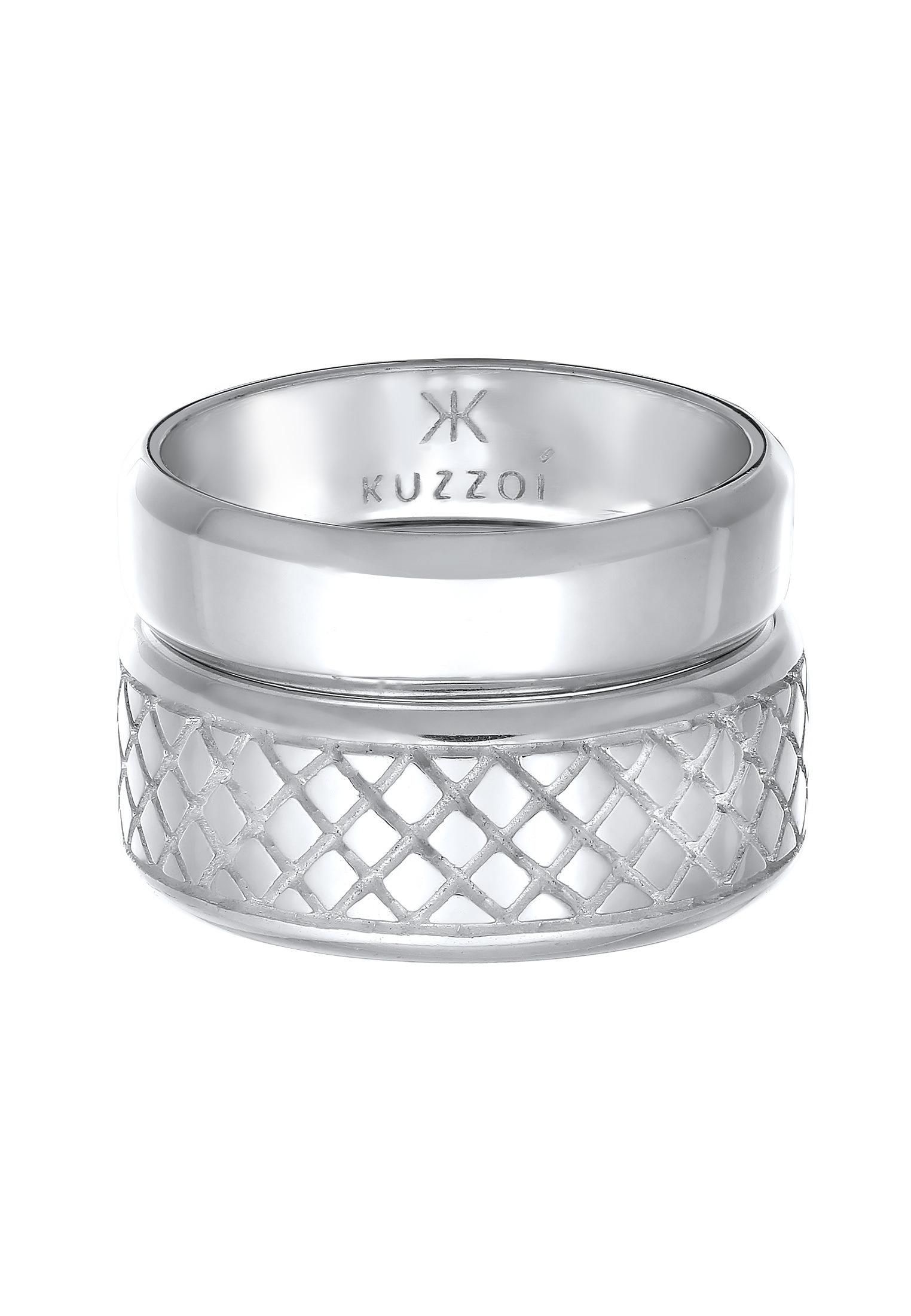 Kuzzoi Ring-Set »Ring Herren Bandring Basic 2er Set 925 Silber«