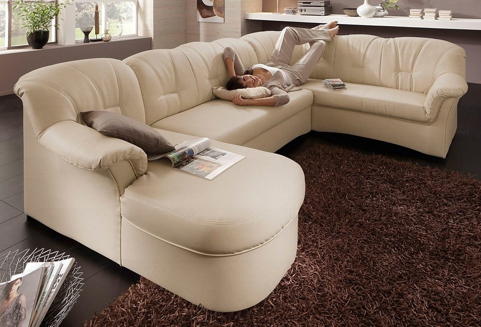 DOMO collection Wohnlandschaft »Papenburg, zeitlose Rückensteppung, elegante Formensprache, U-Form«, in großer Farbvielfalt, wahlweise mit Bettfunktion