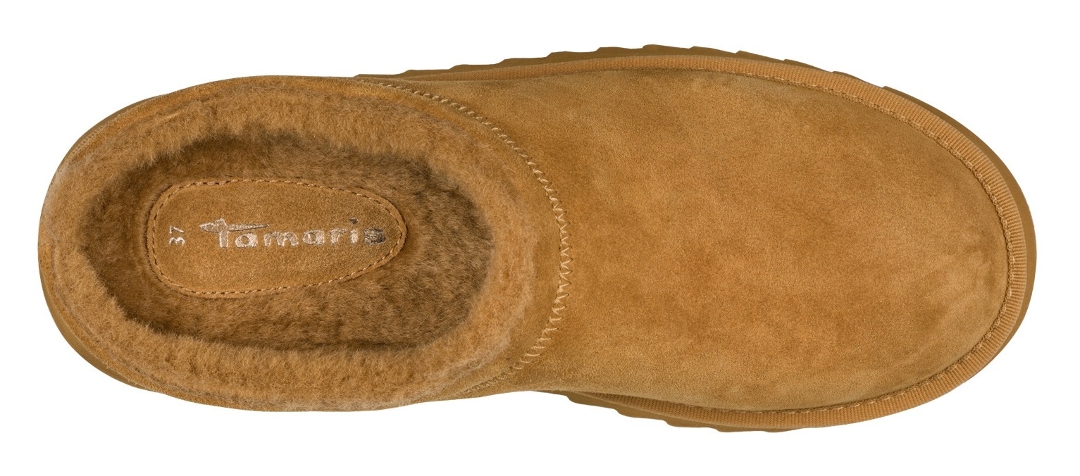 Tamaris Hausschuh  , Clogs, Bequemschuh mit Fellimitat-Kragen