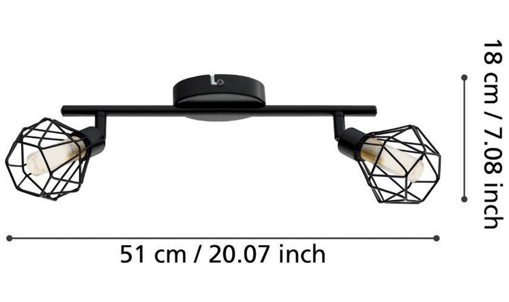 EGLO Deckenspot »ZAPATA 1«, 2 flammig, Leuchtmittel G9 | LED wechselbar, Deckenleuchte, Deckenspot aus Stahl, Schwarz, Glas: amber, Fassung: G9