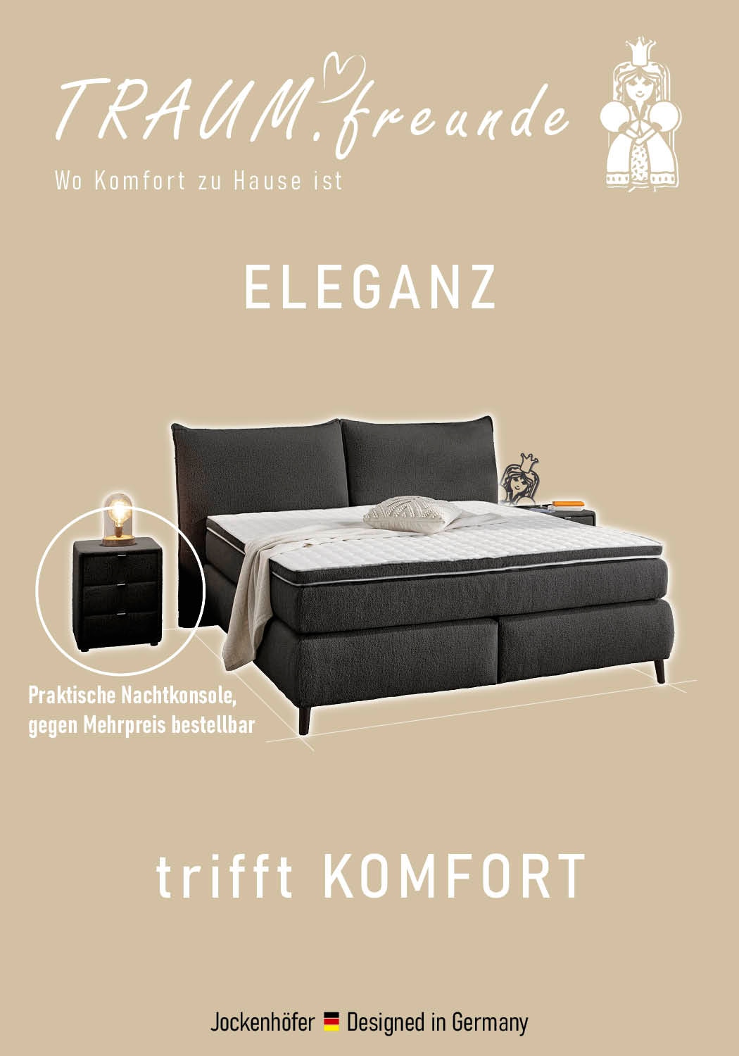 Jockenhöfer Gruppe Boxspringbett »Hacienda, Breite 180cm ,erhältlich in verschiedenen Farben« 7-Zonen-TTFK-Matratze, KS-Topper, verschiedene Härtegrade wählbar