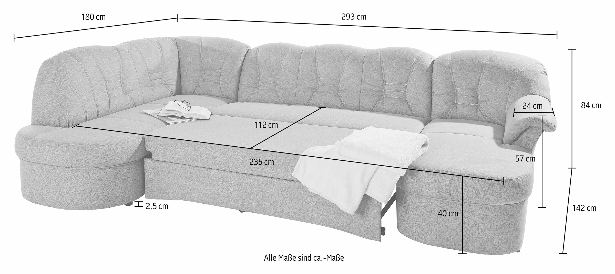 DOMO collection Wohnlandschaft »Elva U-Form«, wahlweise mit Bettfunktion und Federkern