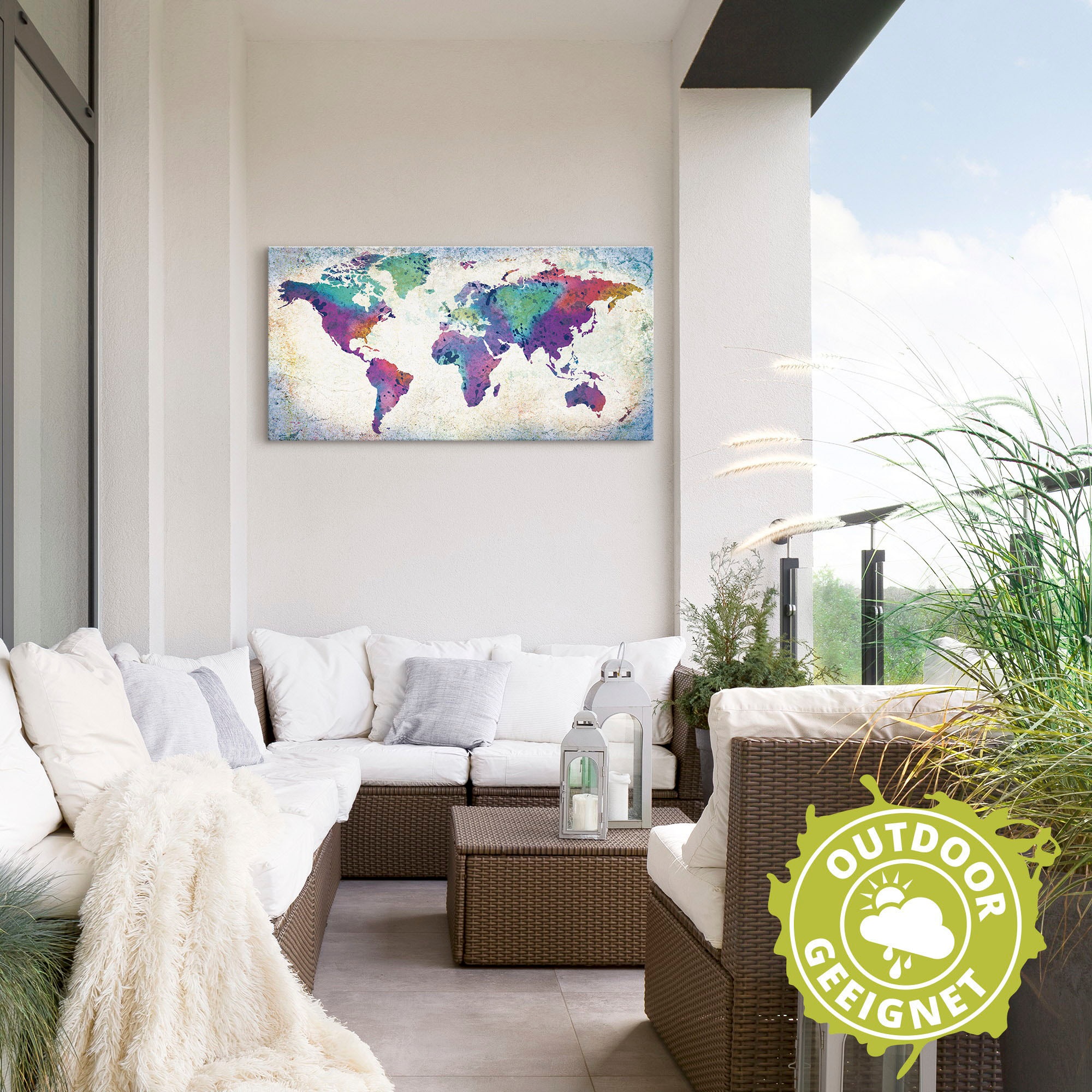 Artland Wandbild »bunte Weltkarte«, Land- & Weltkarten, (1 St.), als Alubild, Outdoorbild, Leinwandbild, Poster, Wandaufkleber