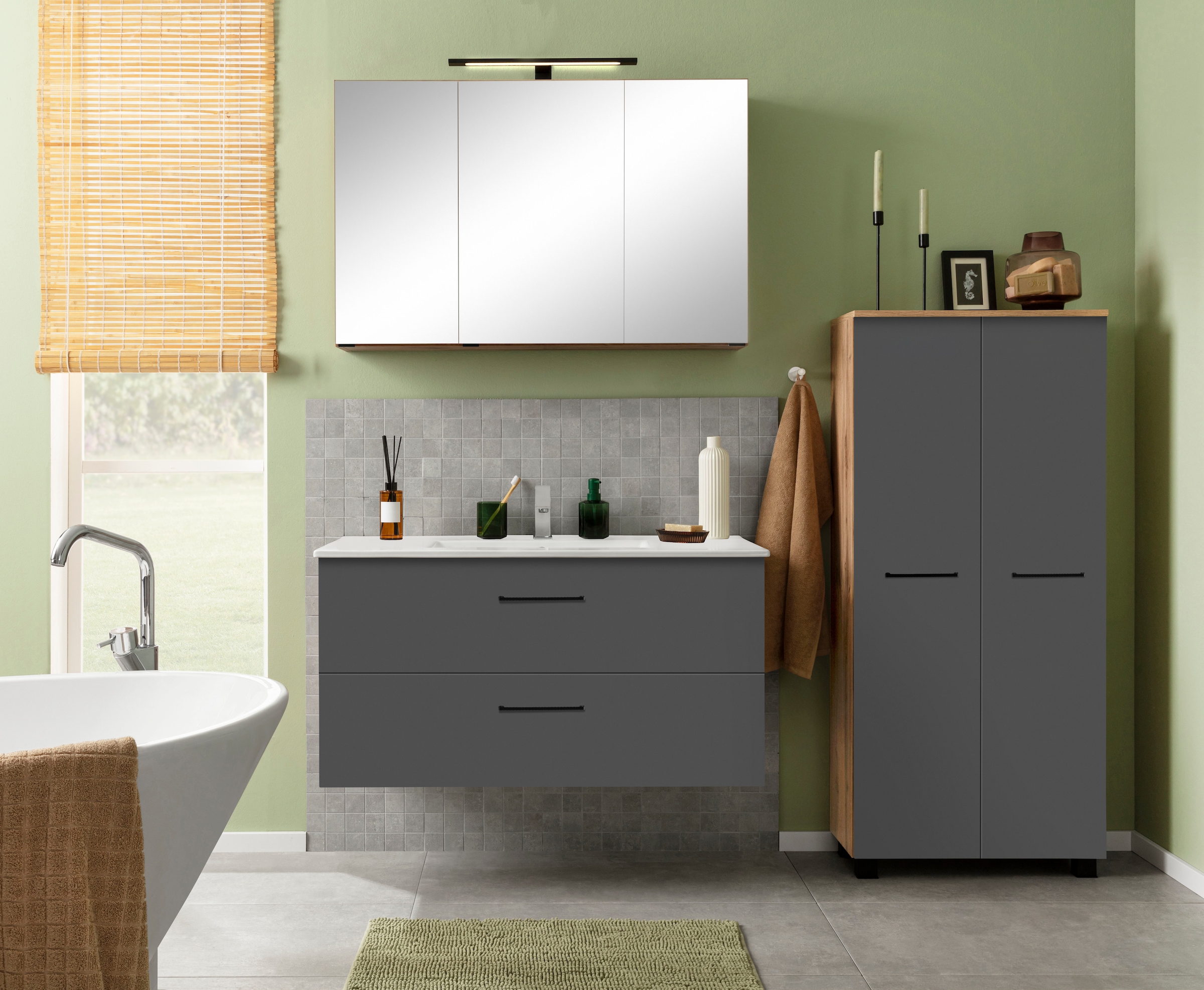 welltime Midischrank »Trento, verschiedene Ausführungen und Farben«, Badmöbel, Badschrank, 60 cm breit, 2 Türen, viel Stauraum
