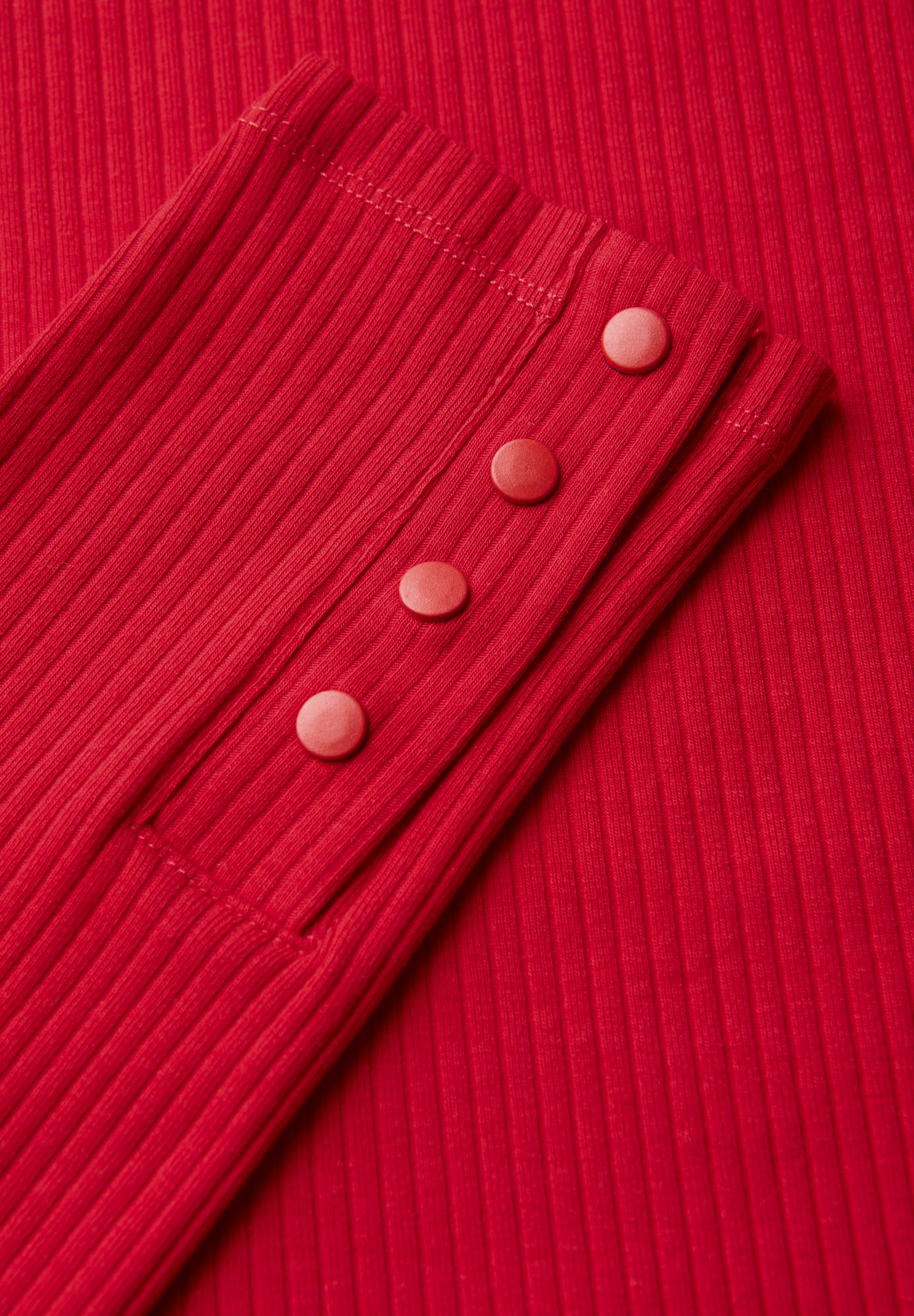 STREET ONE Langarmshirt, mit Rippstruktur und Langarm mit Knopfdetail