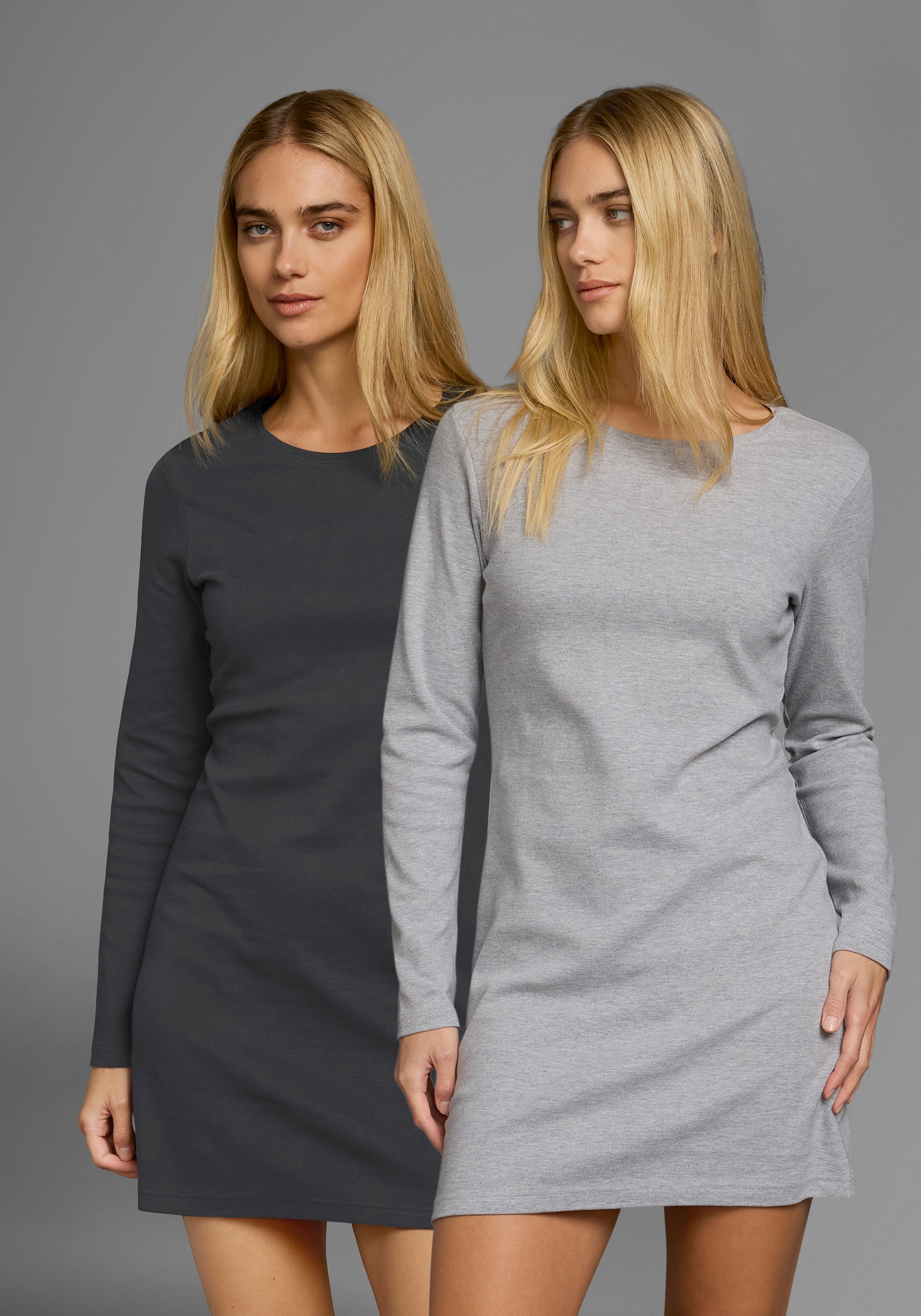 Flashlights Jerseykleid 2-er Pack,  figurbetonter Schnitt,  aus Interlock-Stoff,  langärmlig