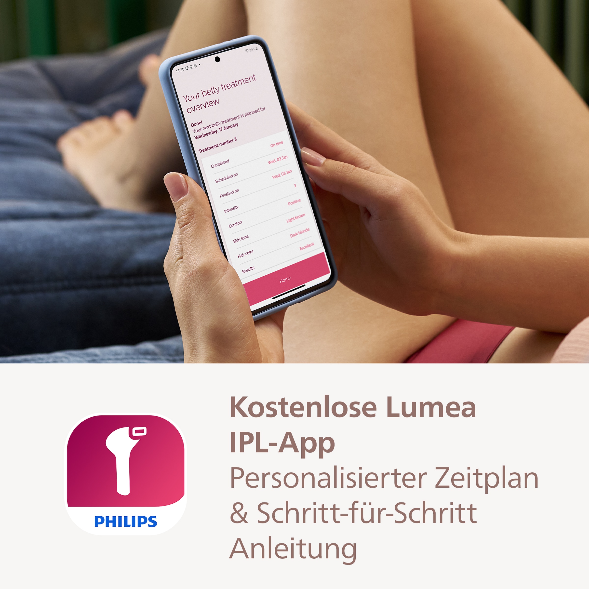 Philips IPL-Haarentferner »Lumea S9000 BRI955/00«, 450.000 Lichtimpulse, 3 Aufsätze (Körper, Gesicht und Präzisionsaufsatz), kabellos