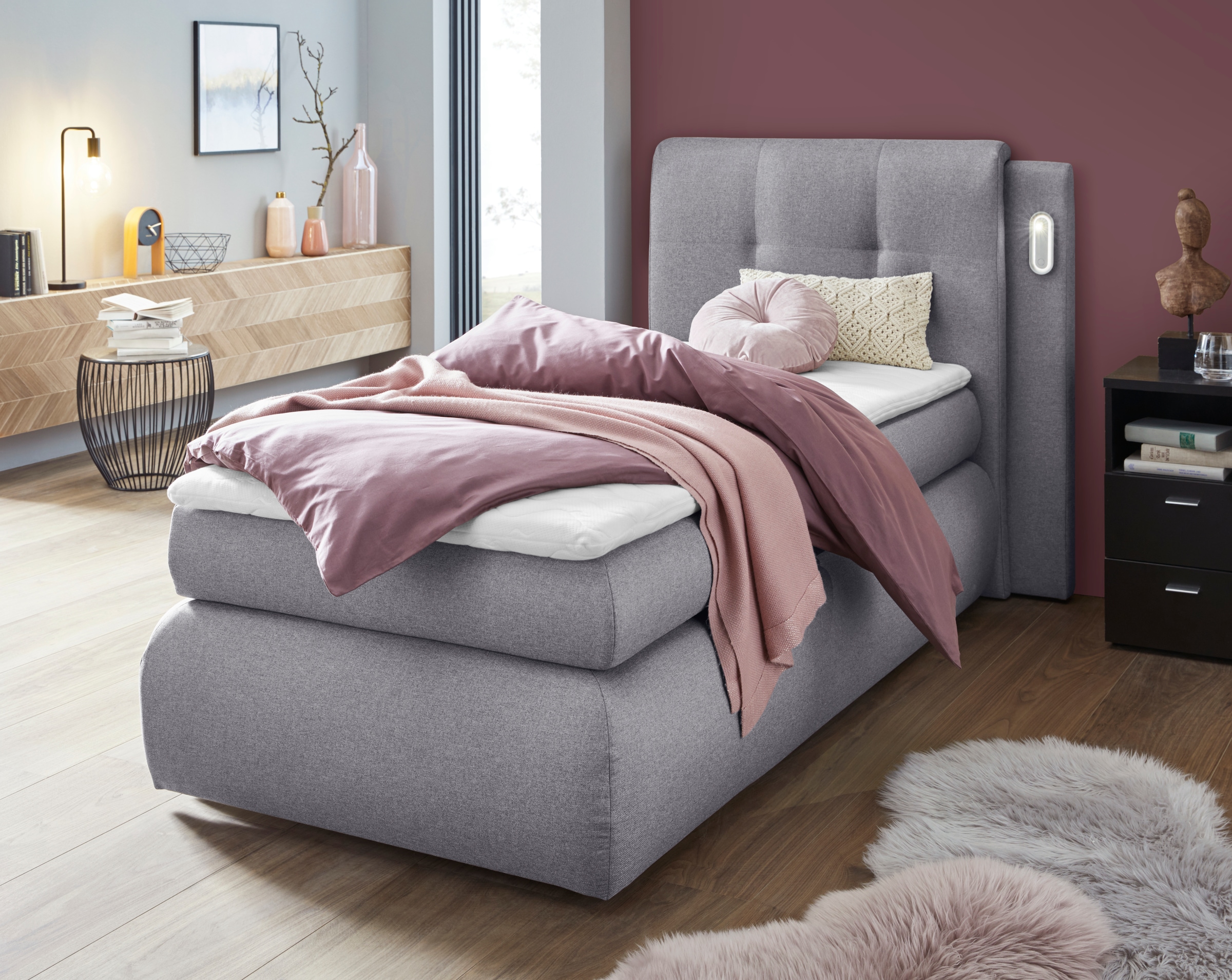 COLLECTION AB Boxspringbett »Borna«, inklusive Bettkasten, LED-Beleuchtung und Topper